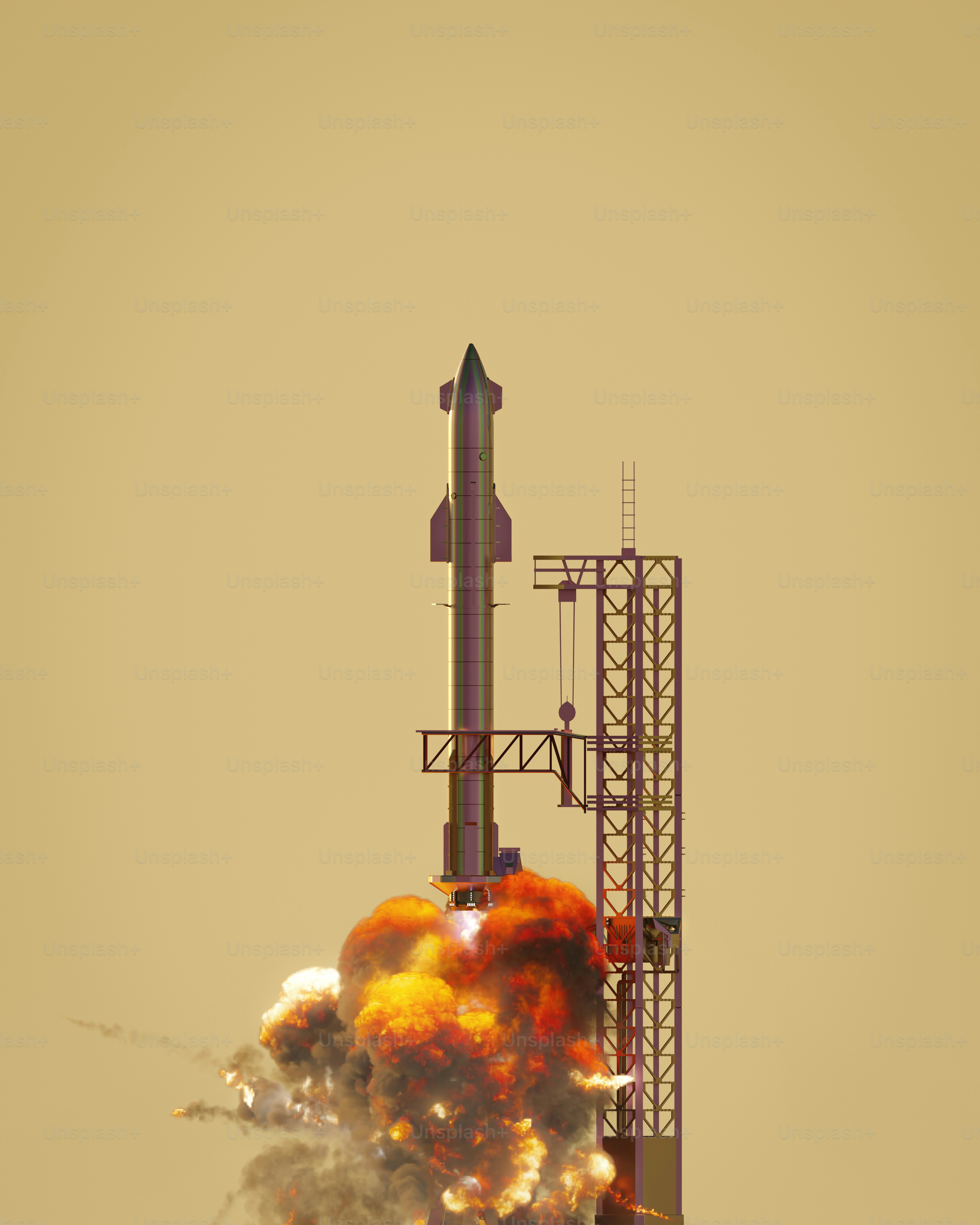 A rocket with a lot of smoke coming out of it