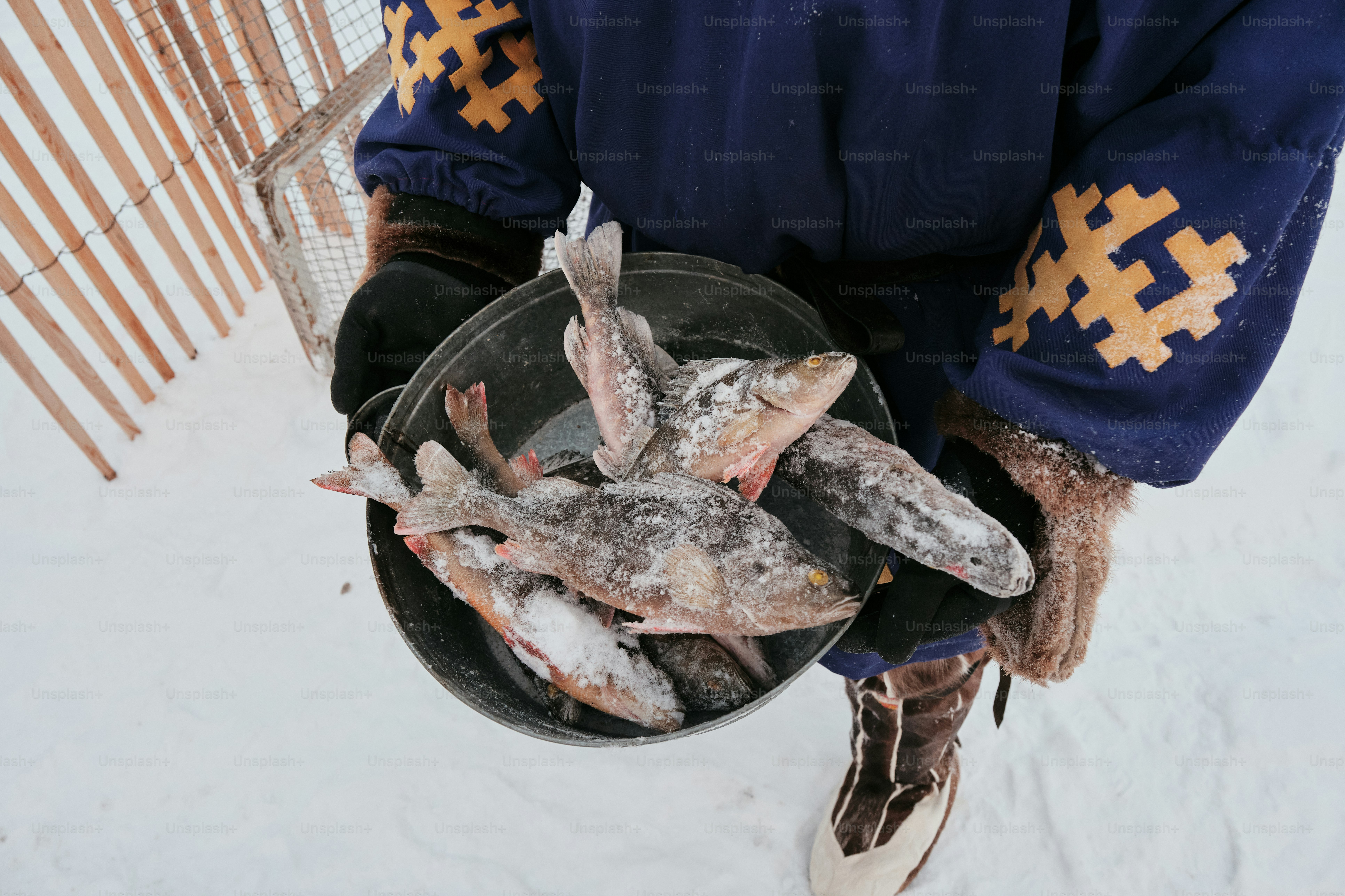 Details of life of small peoples of the North: Khanty (Ugric indigenous people) at their reindeer camp.