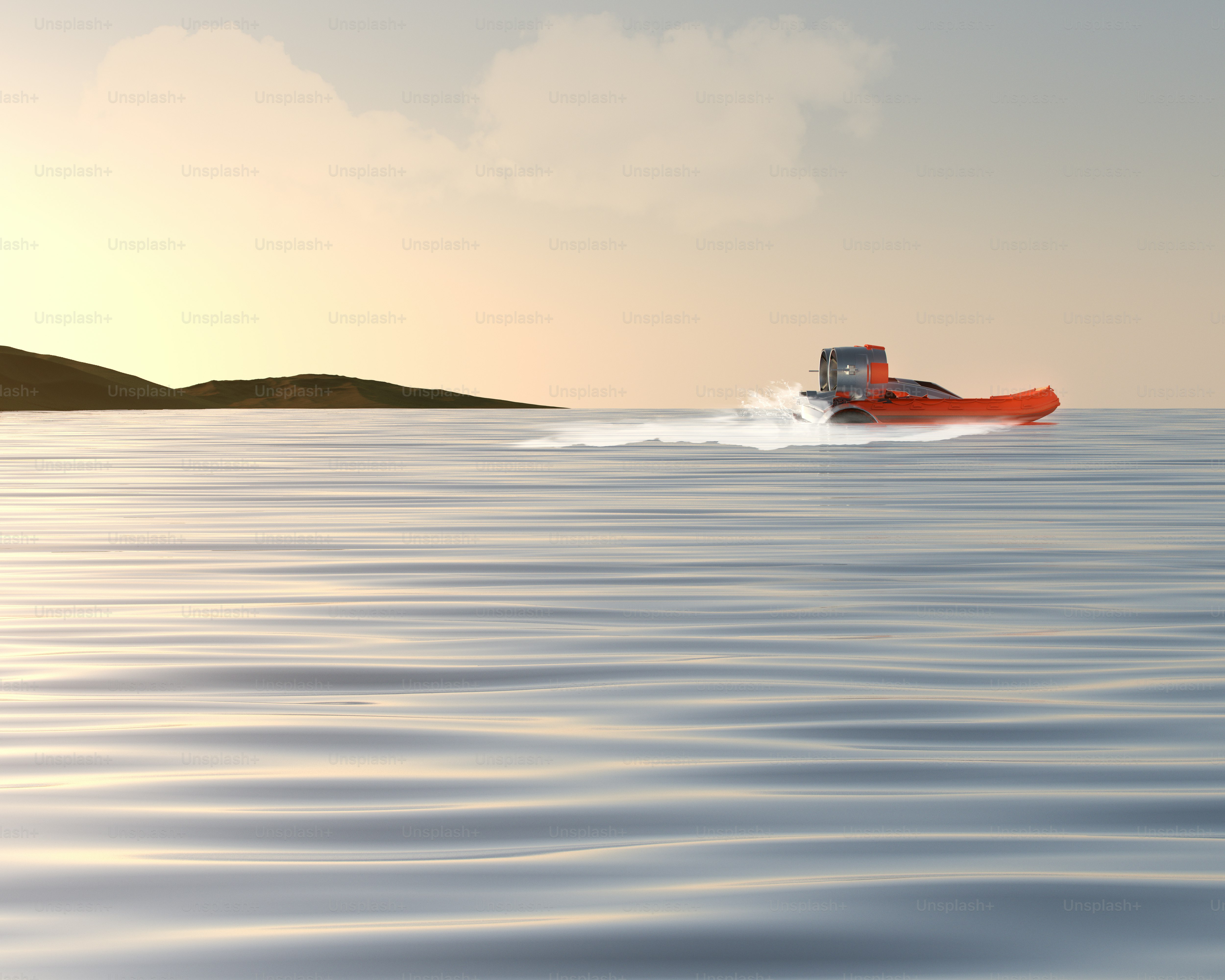 A small boat in the middle of a body of water