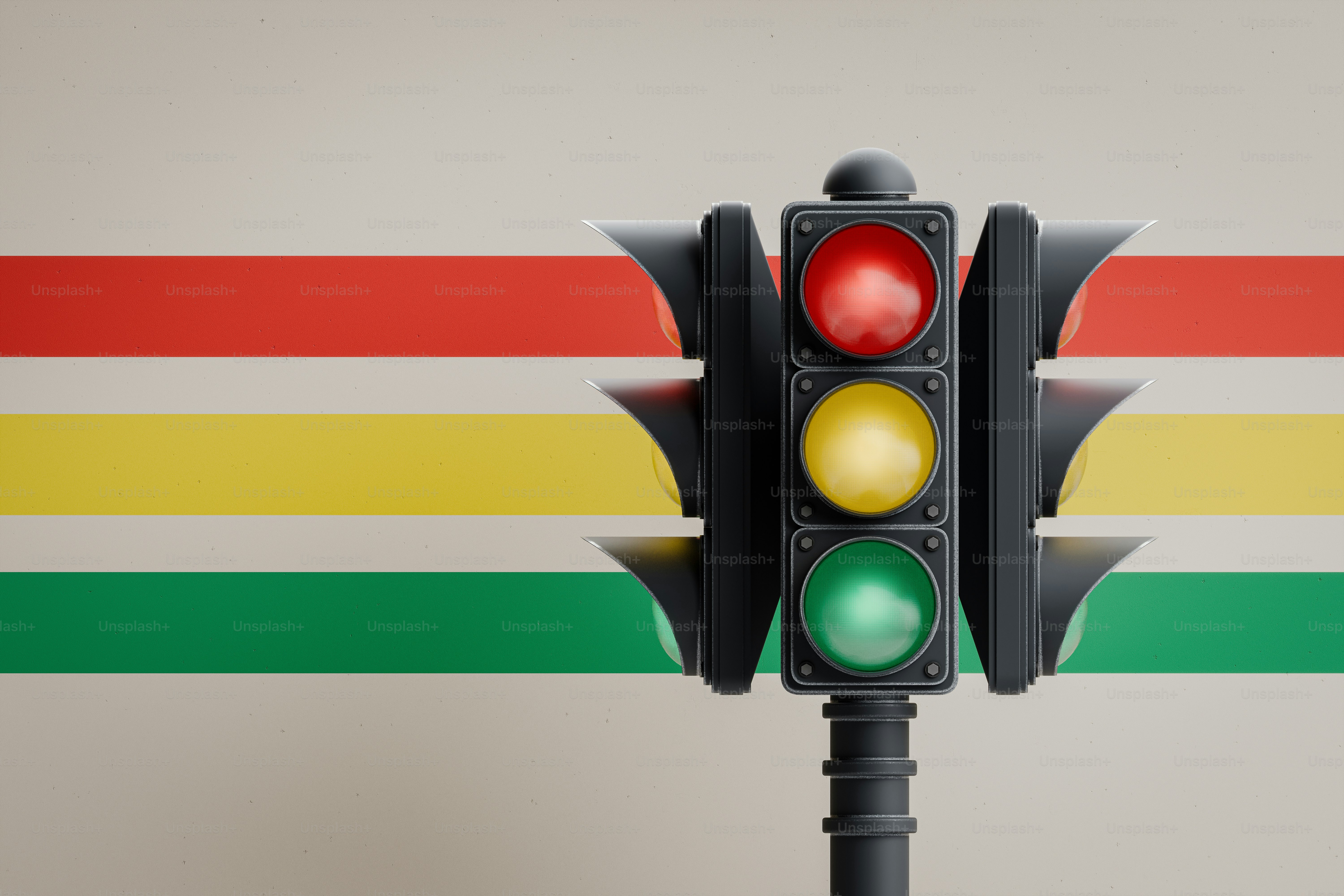 Um semáforo sentado em cima de um poste