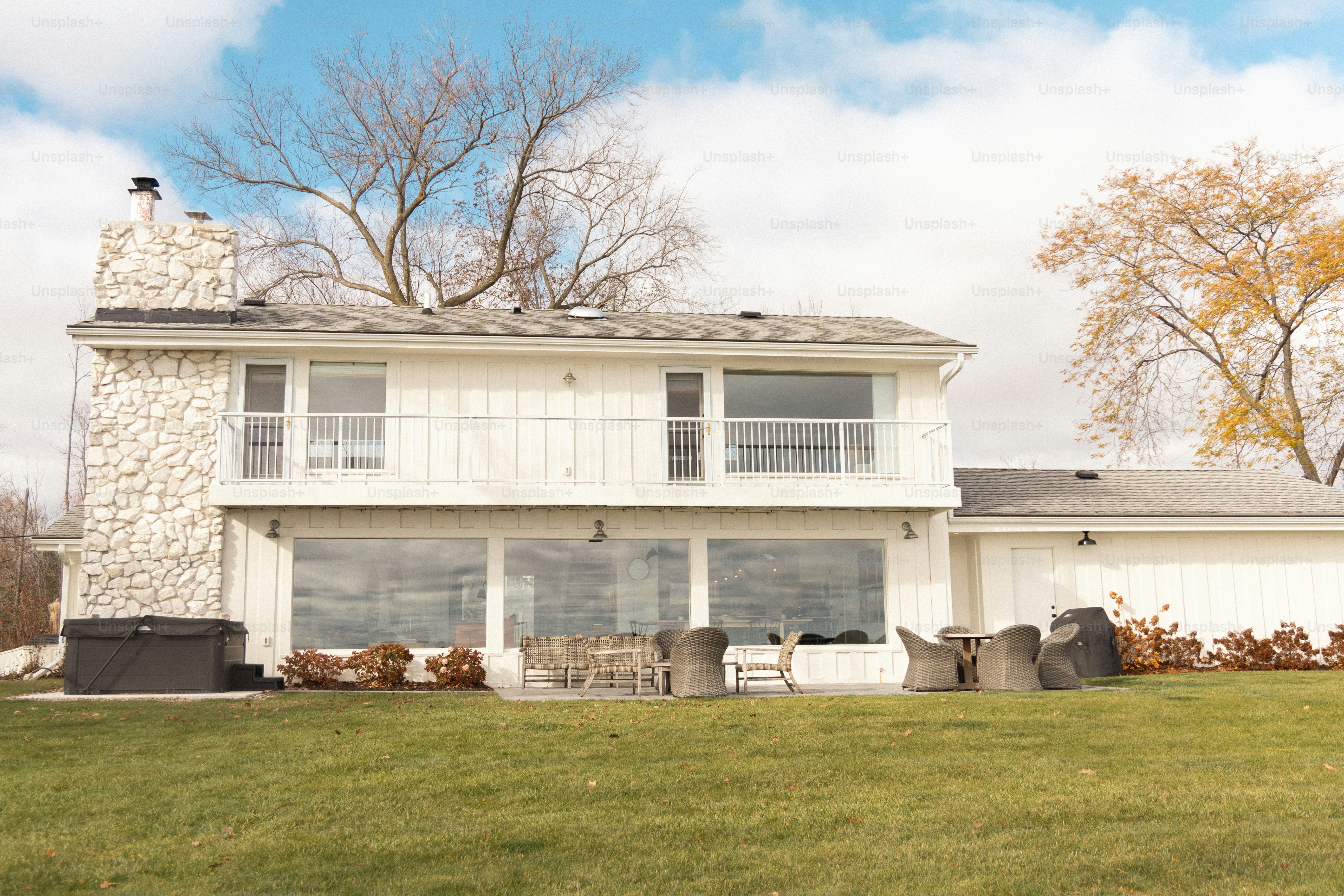 Backyard and tree-lined property exterior