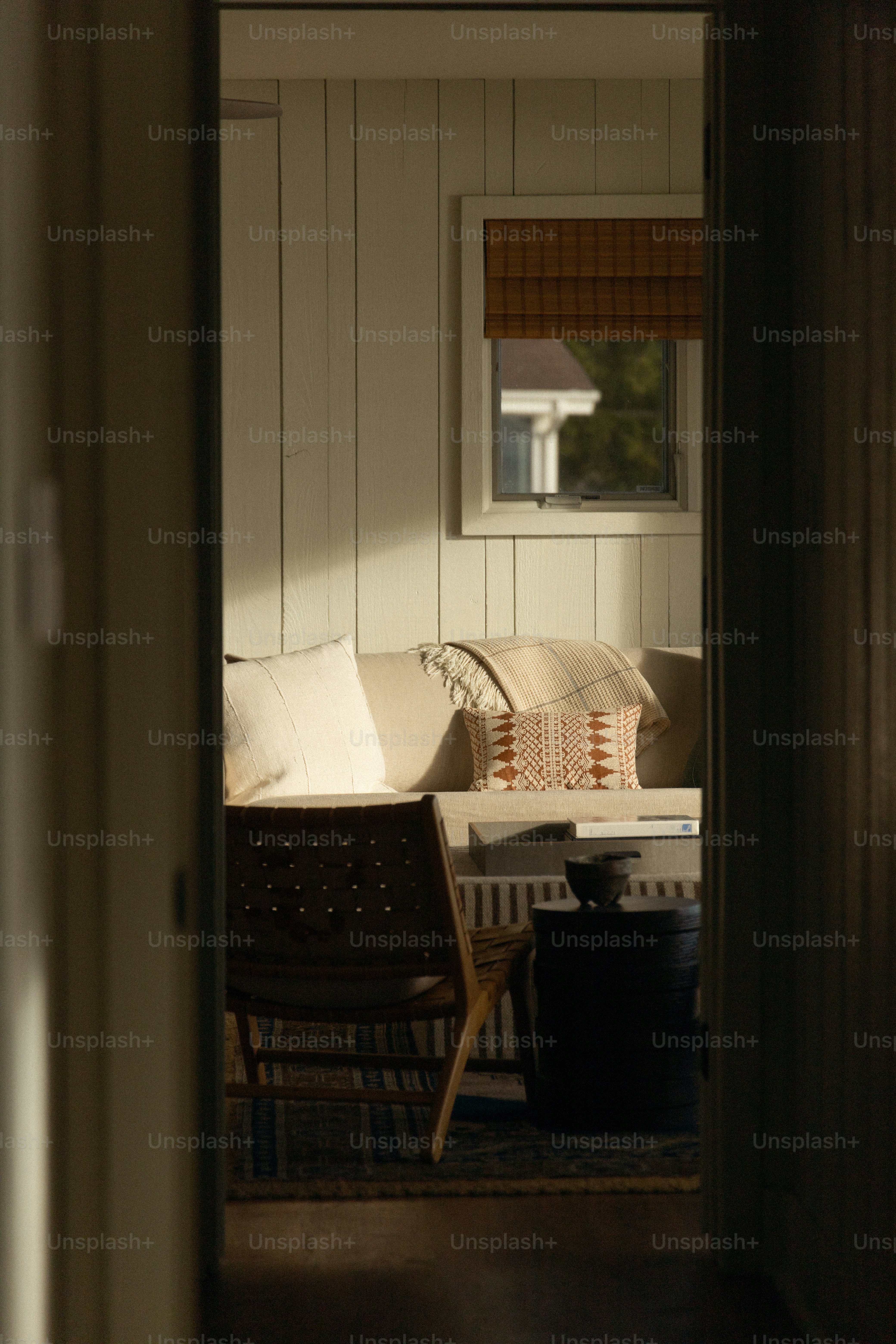 A view of a living room through a doorway