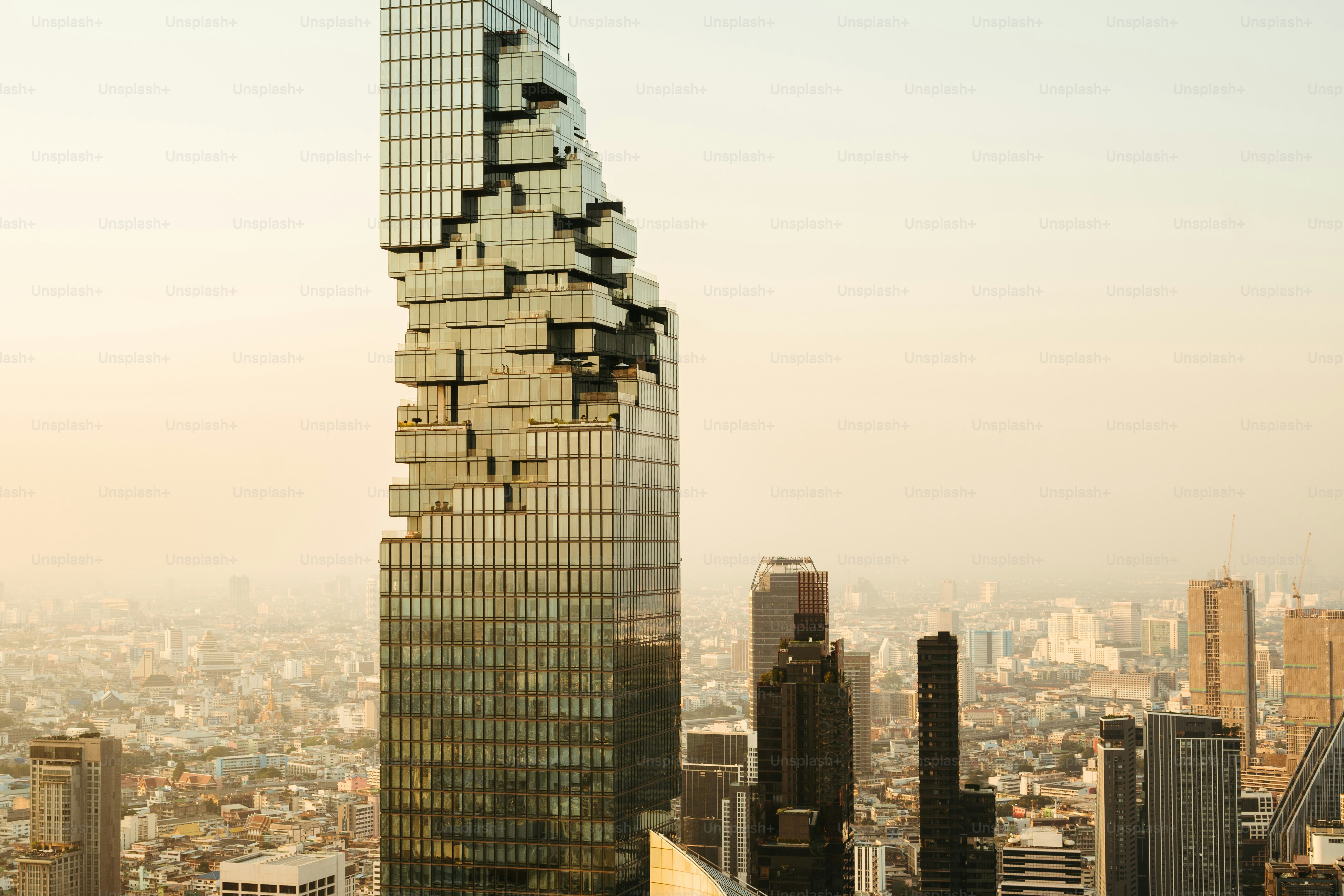 A very tall building with a lot of windows on top of it