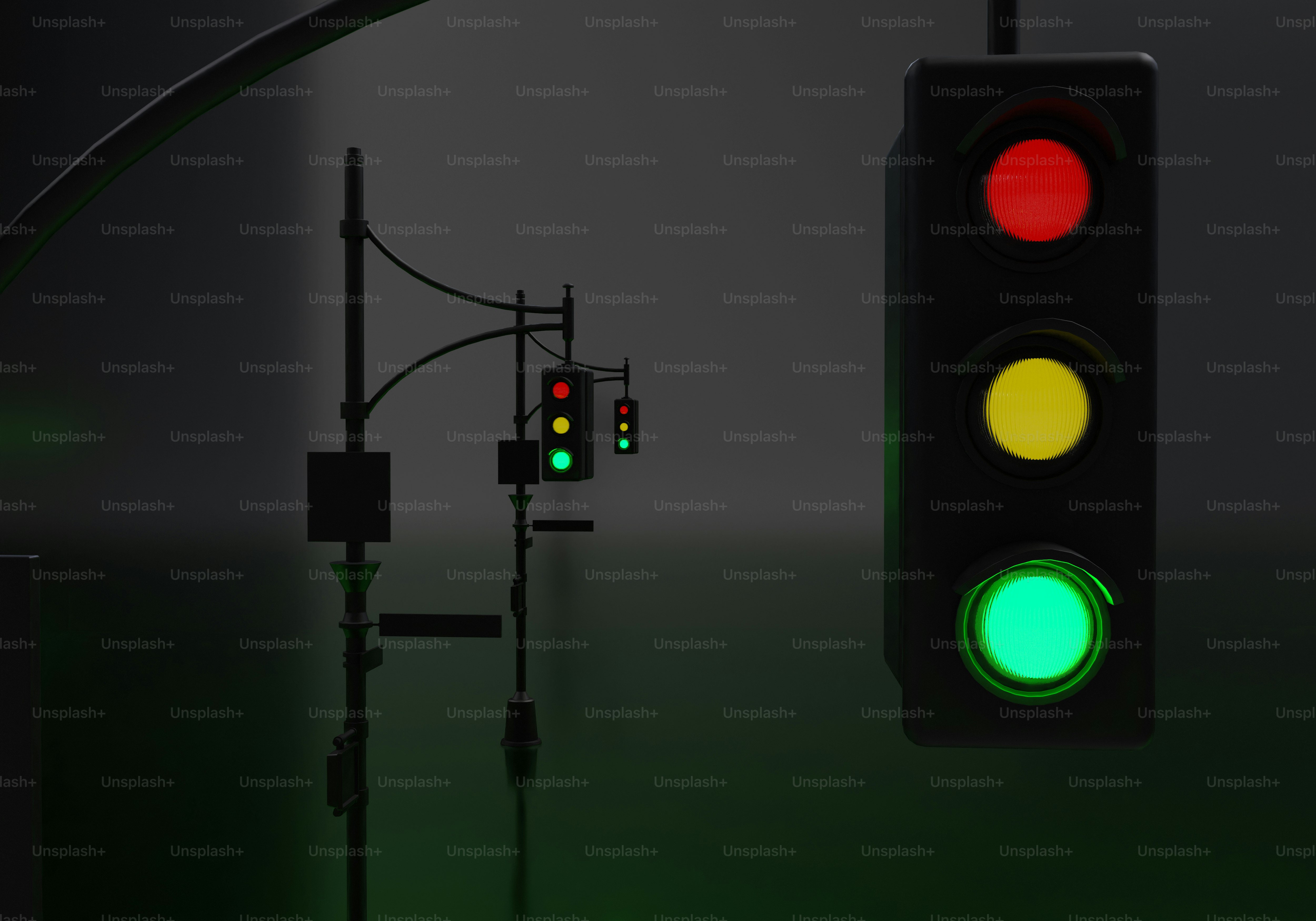 Un semáforo verde y rojo