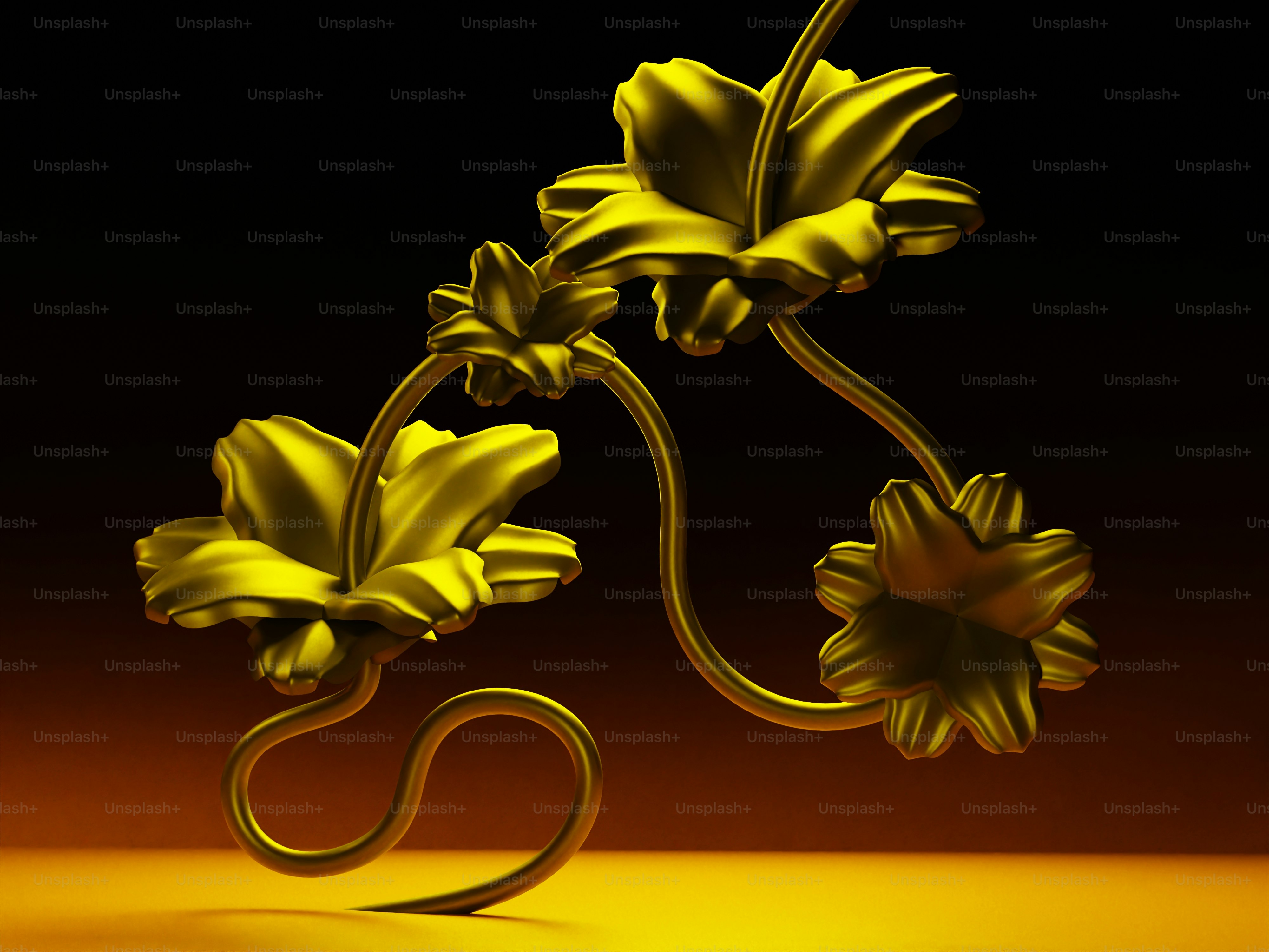 Una flor amarilla sobre un fondo negro y amarillo