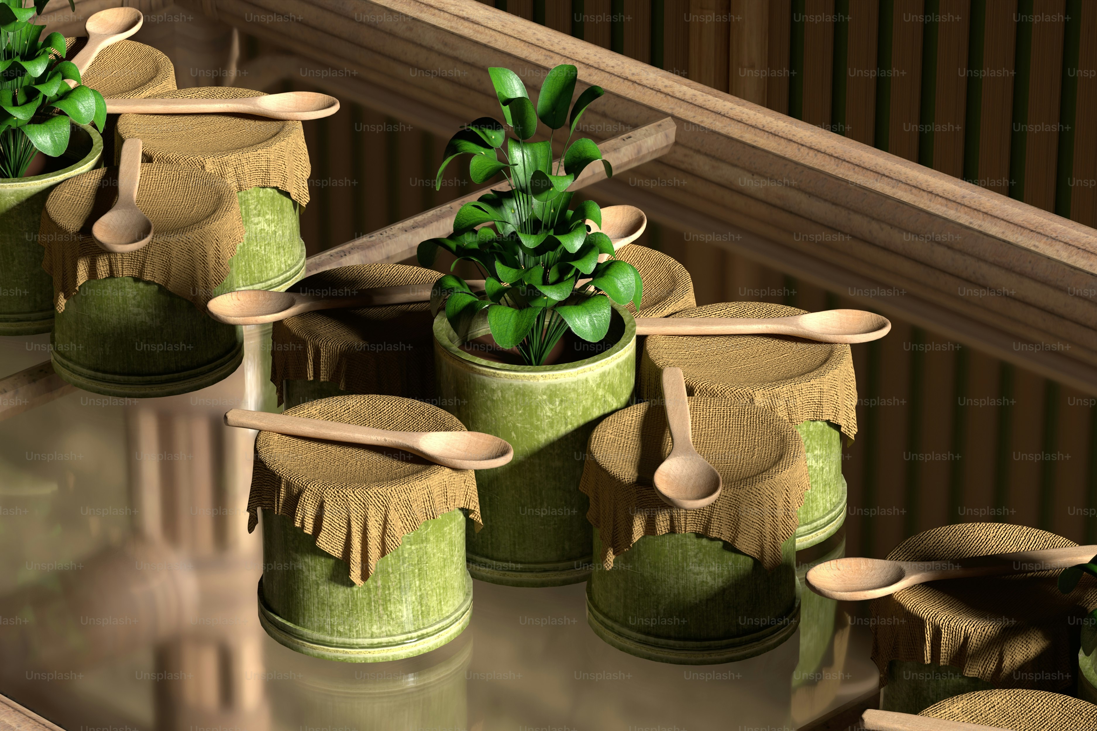 Un grupo de macetas con plantas en ellas