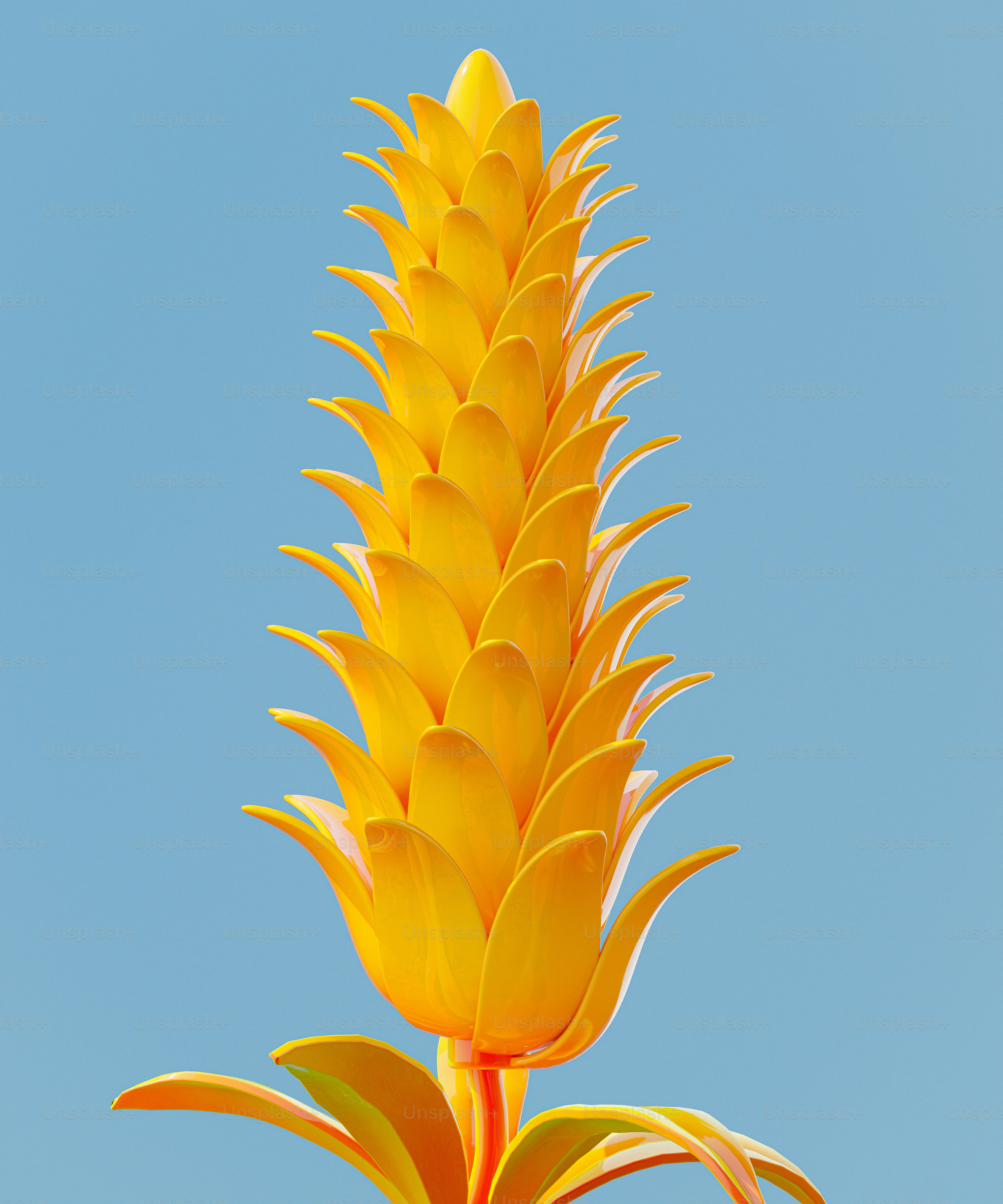 Un fiore giallo con un cielo blu sullo sfondo