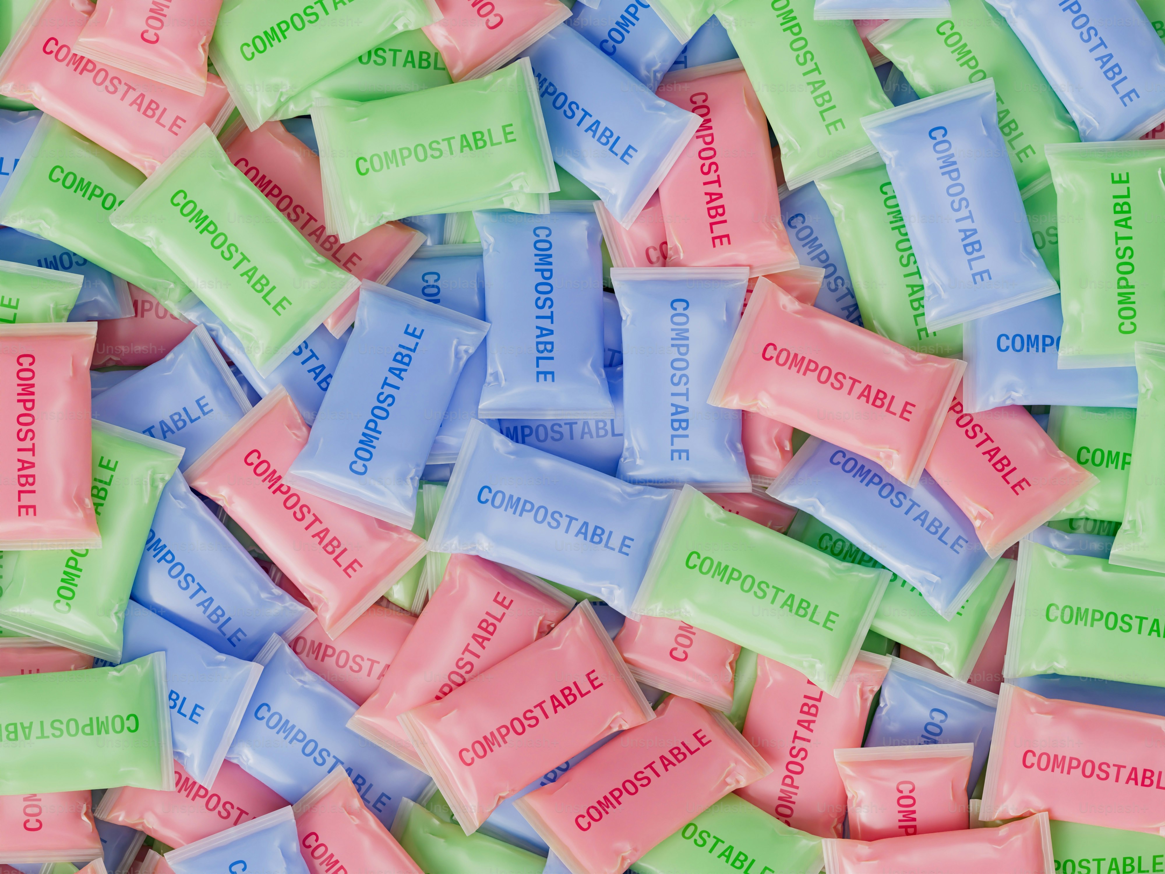 Ein Stapel bunter Schokoriegel, die übereinander liegen