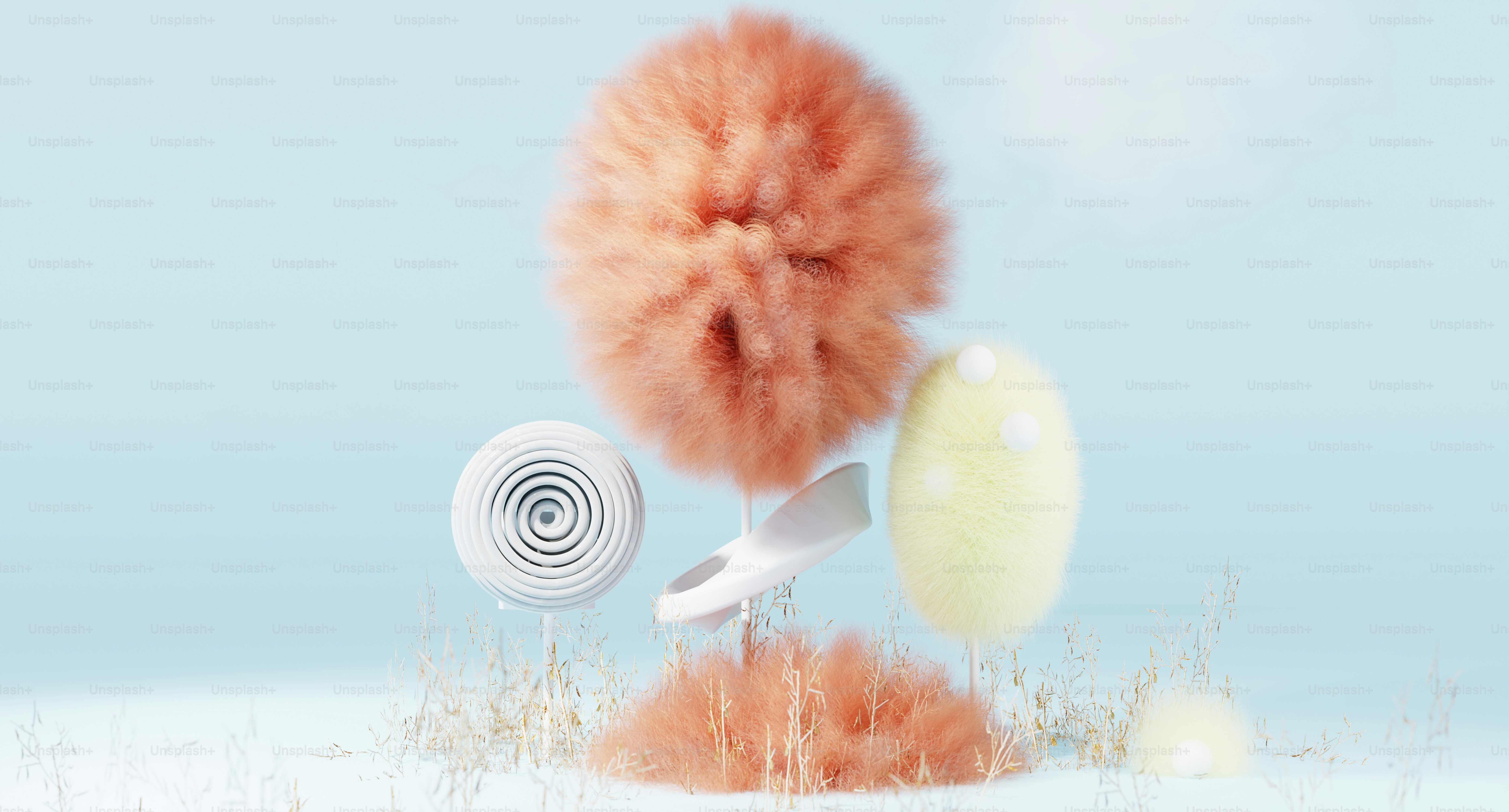 dreamy and soft 3D illustrations on a botanical theme