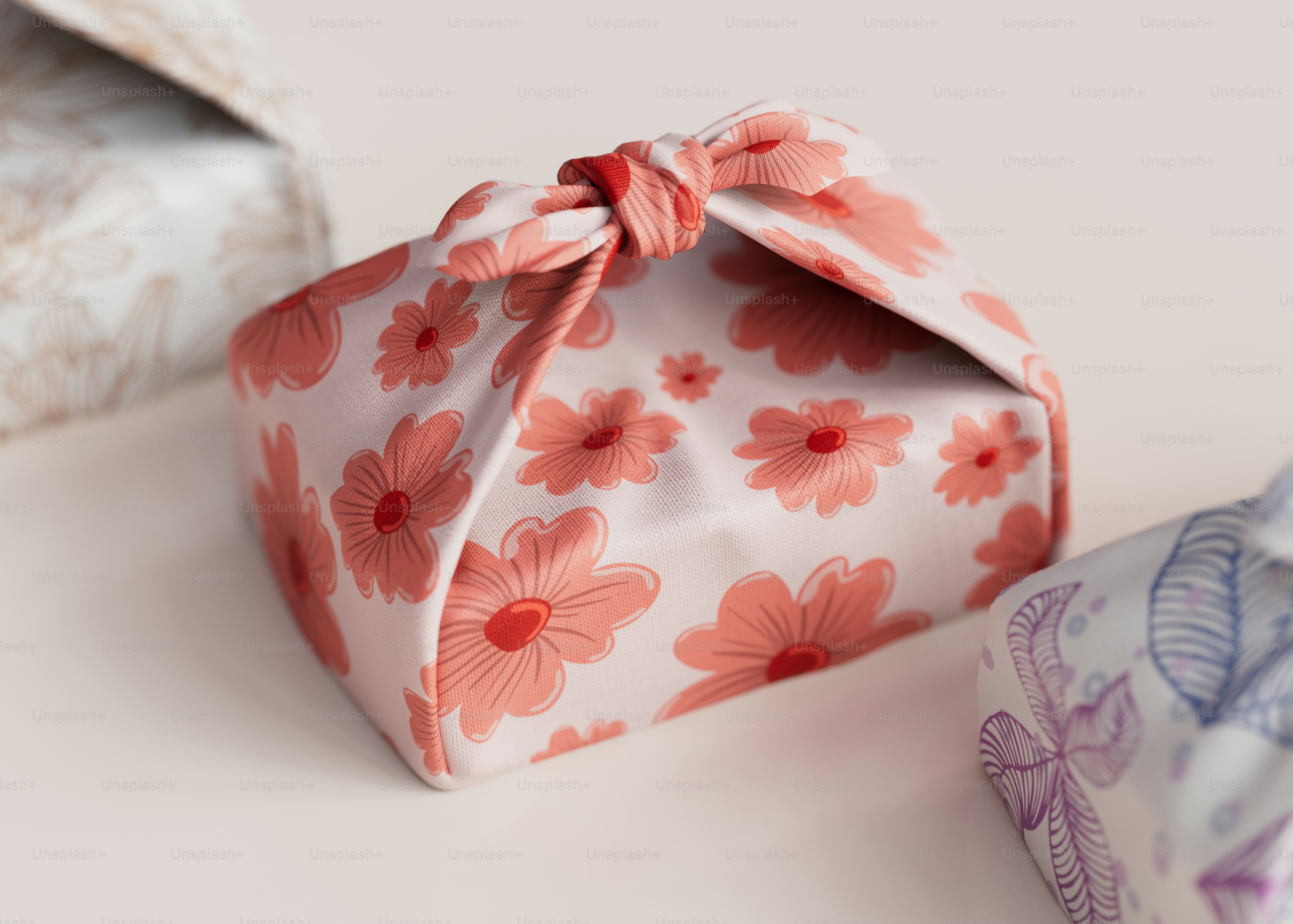 Three different types of cloths on a table