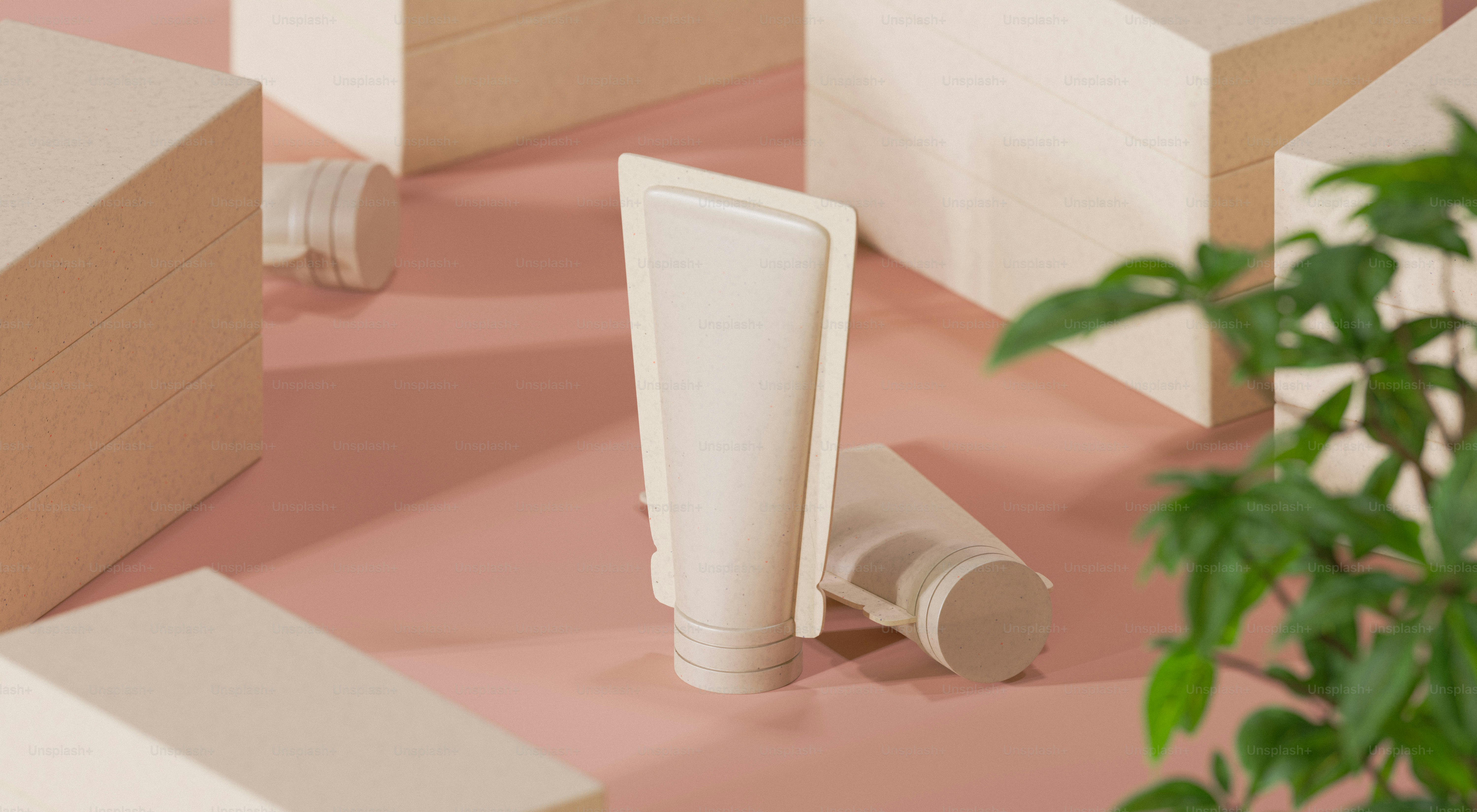 A cream bottle crafted from eco-friendly paper material, showcasing sustainable and innovative packaging design.