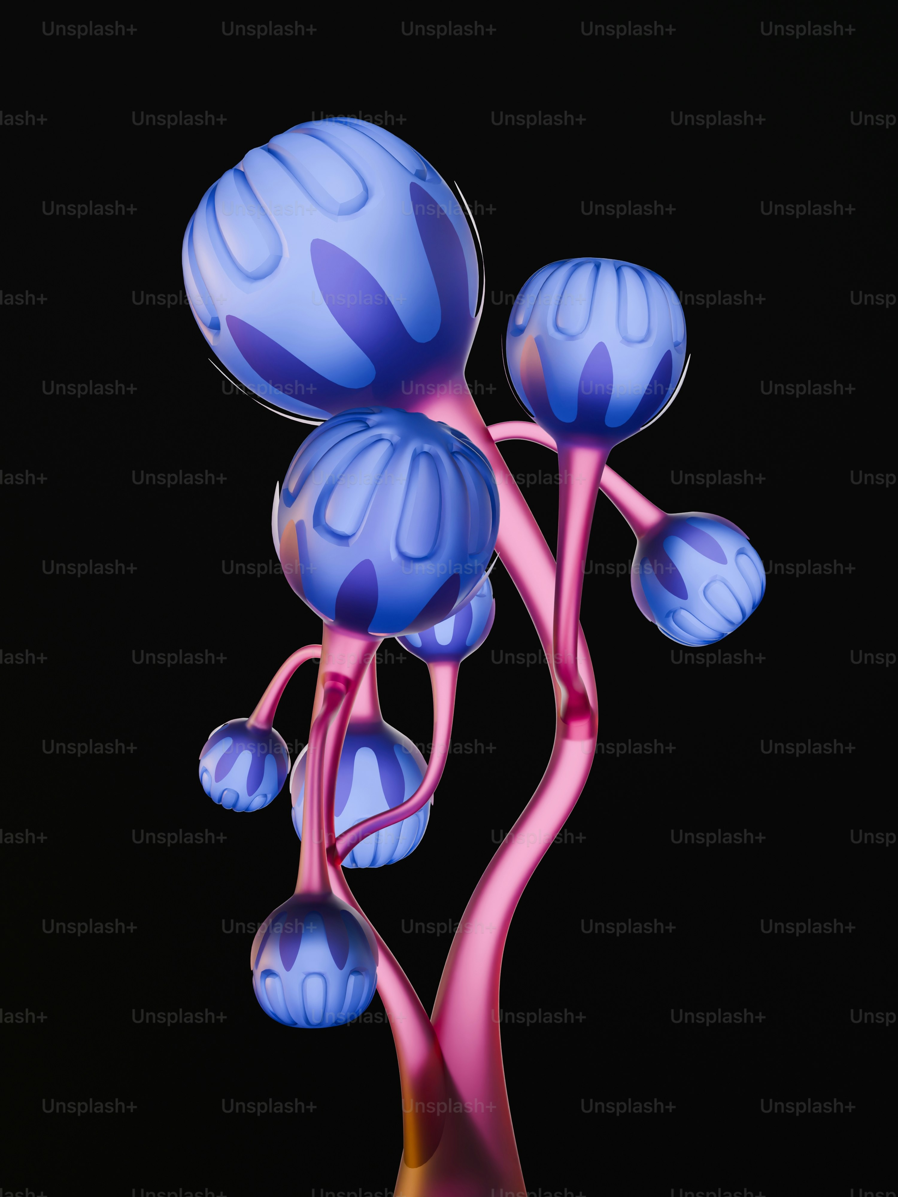 A blue and pink vase sitting on top of a table
