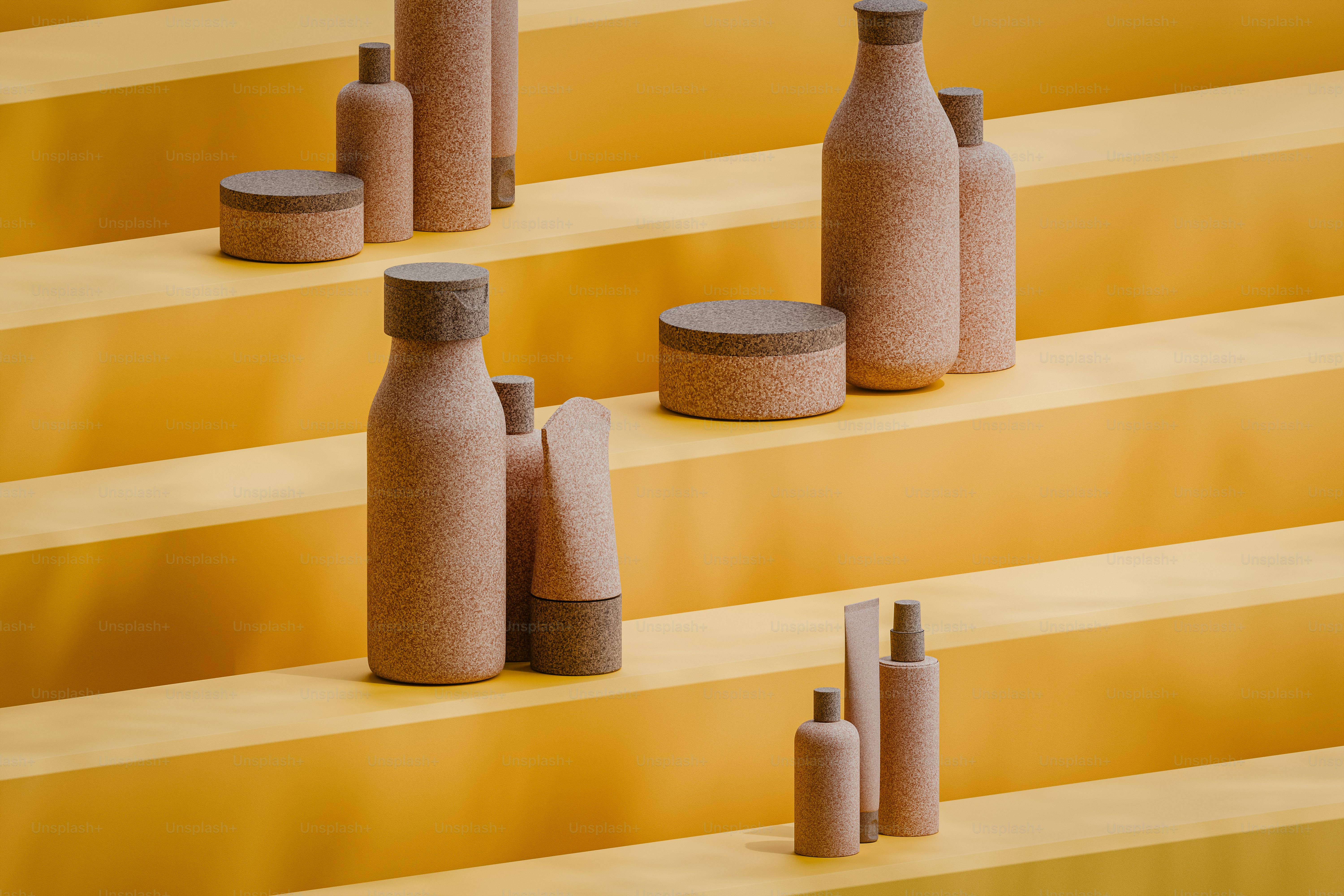 A group of bottles sitting on top of a wooden table