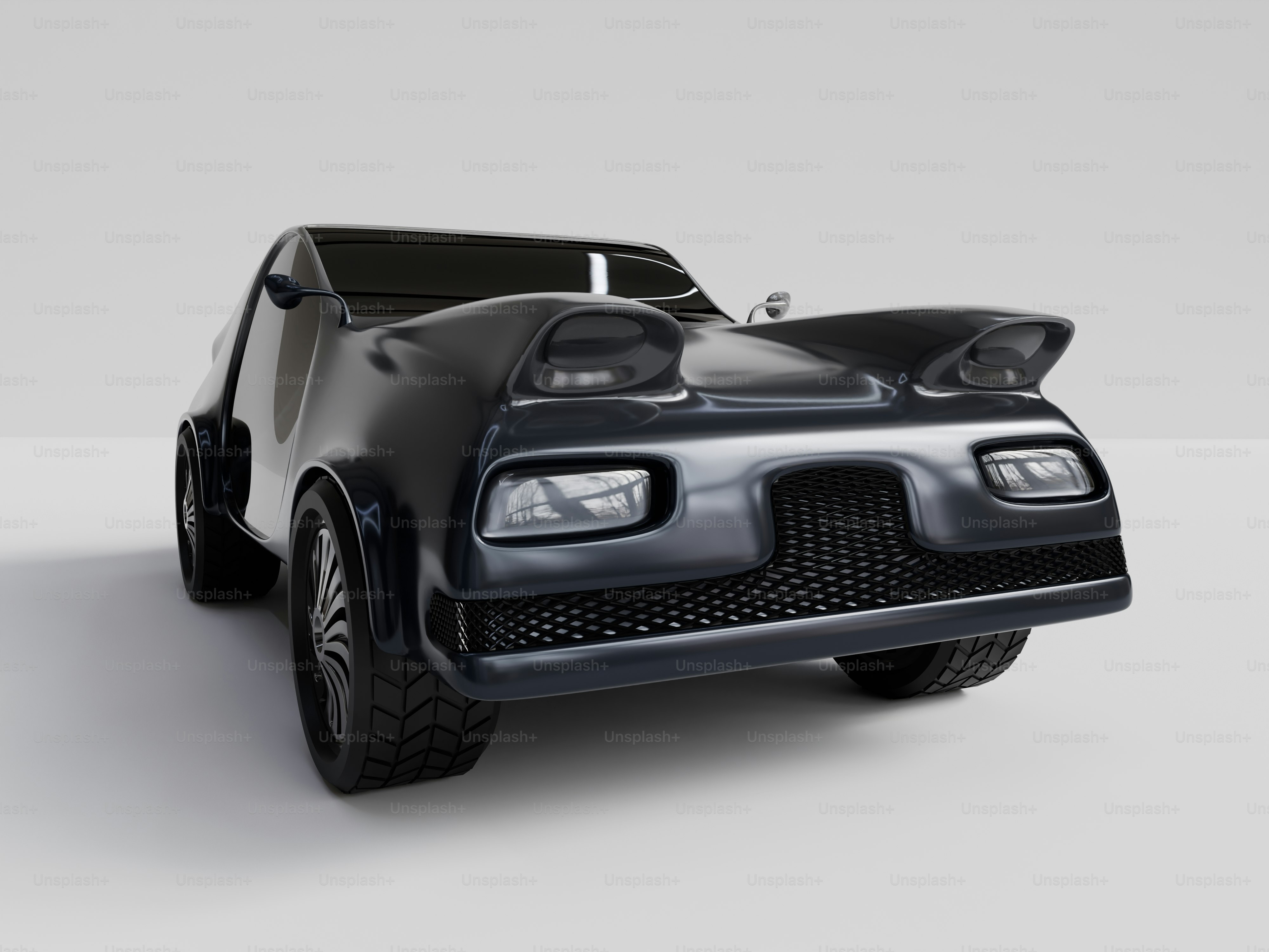Um carro preto é mostrado nesta imagem