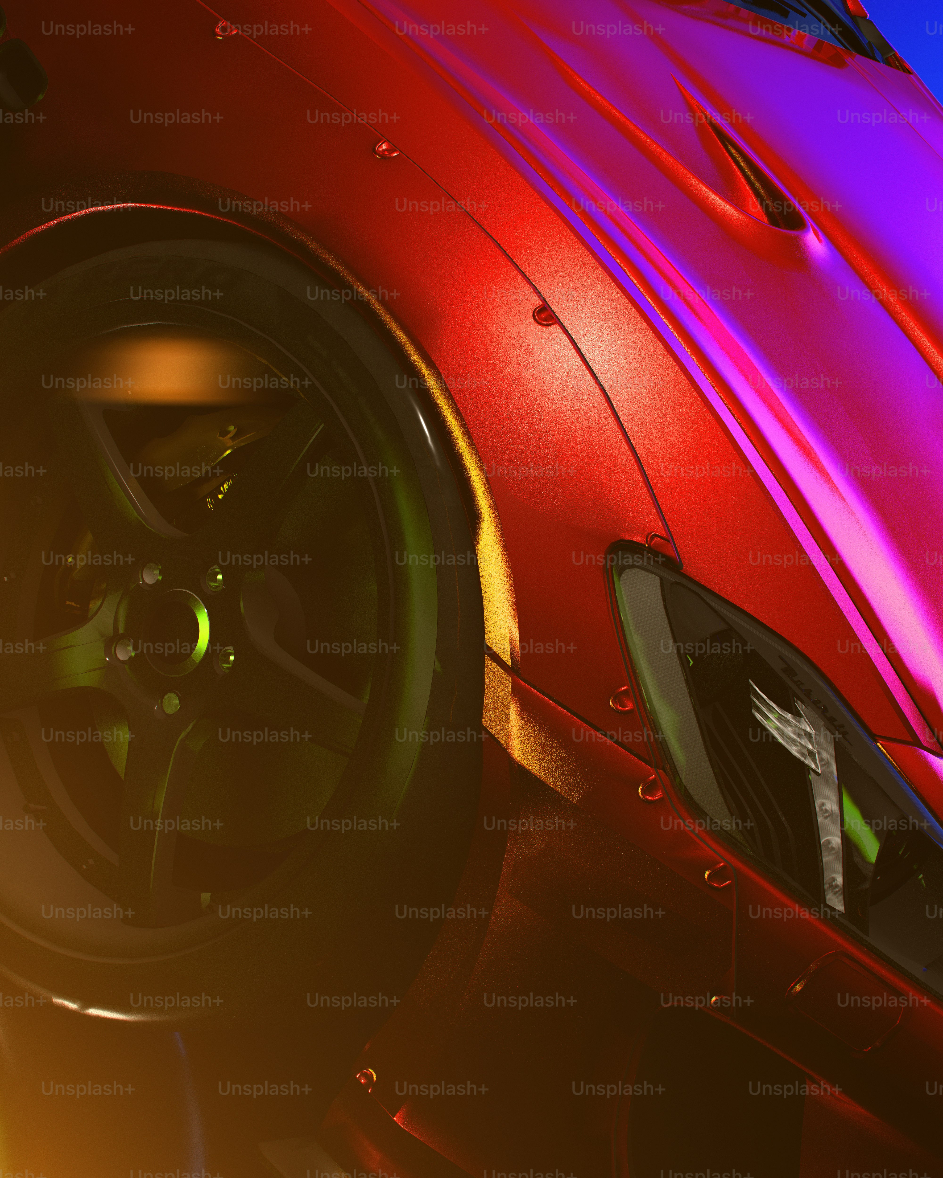 Close-up mobil sport merah