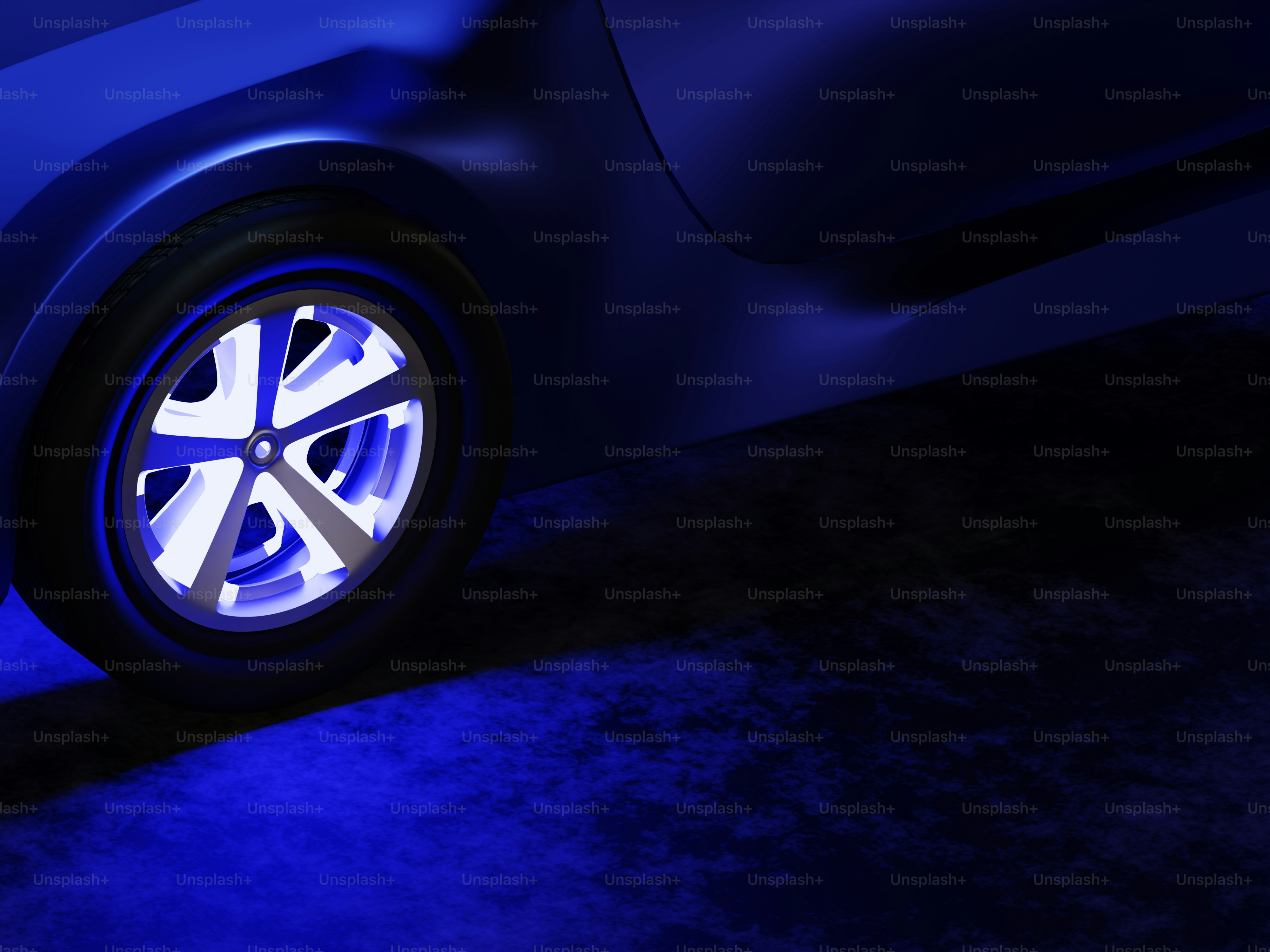 A close up of a car with blue lights