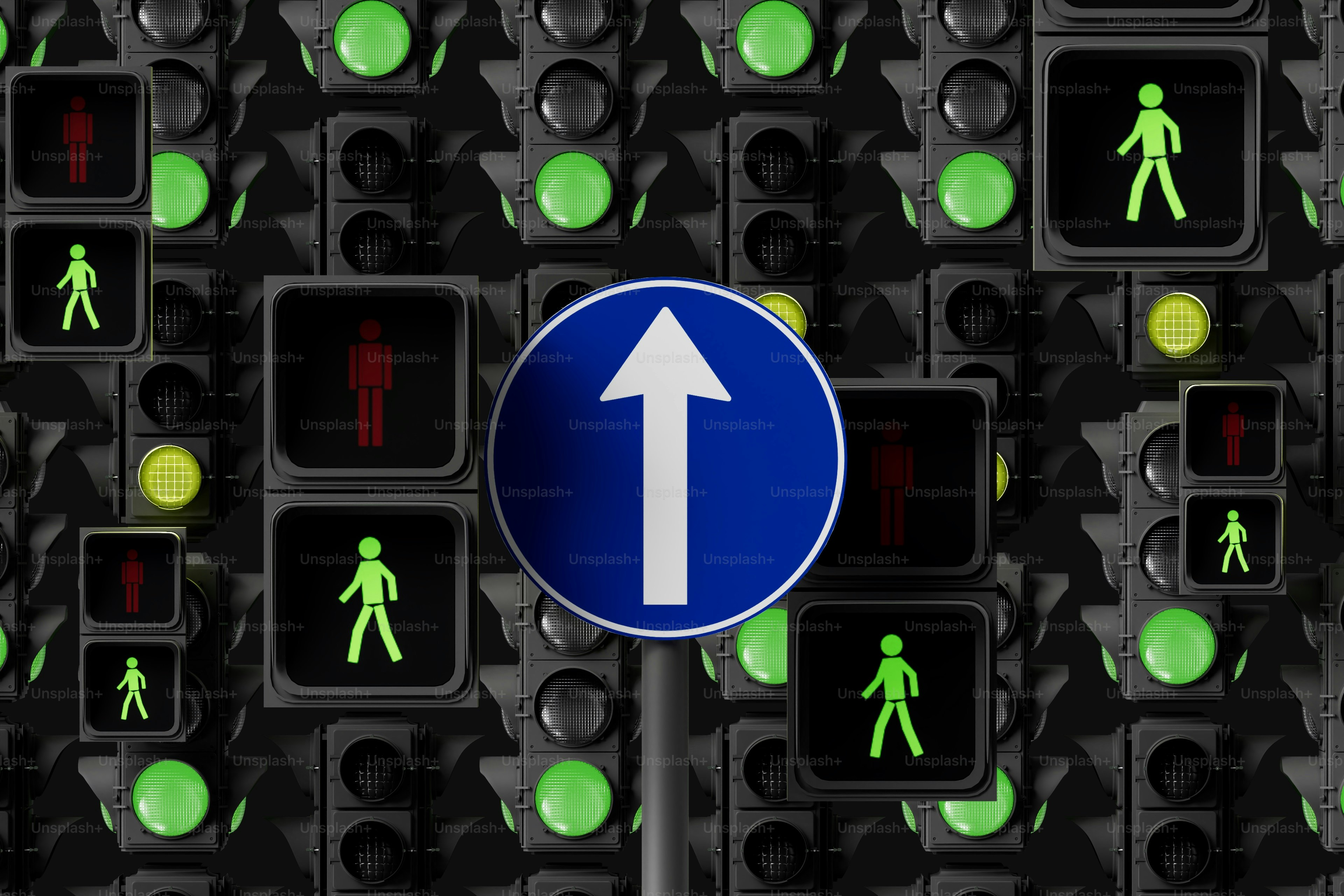 A traffic light with an arrow pointing to the left