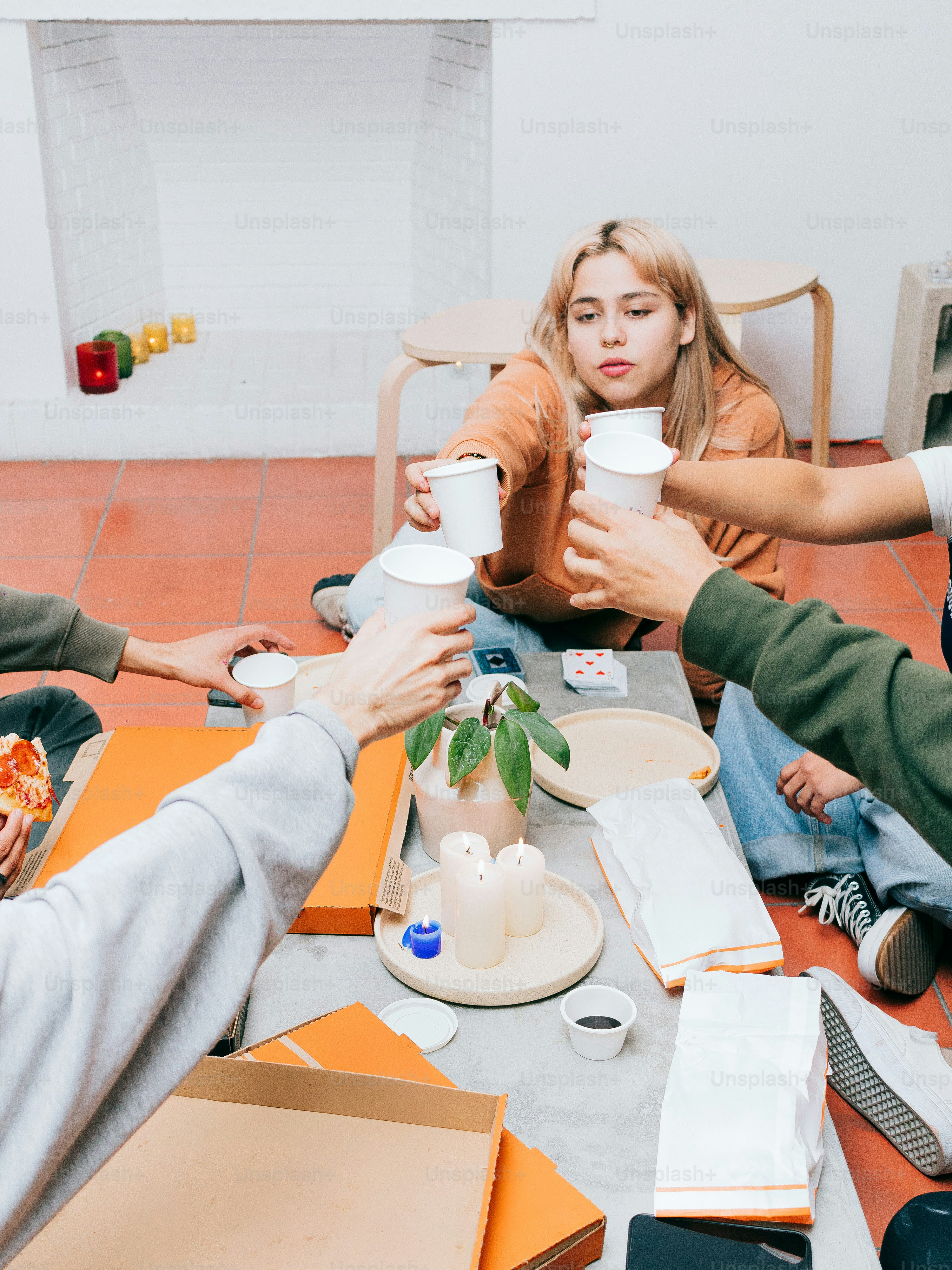 A group of people sitting around a table