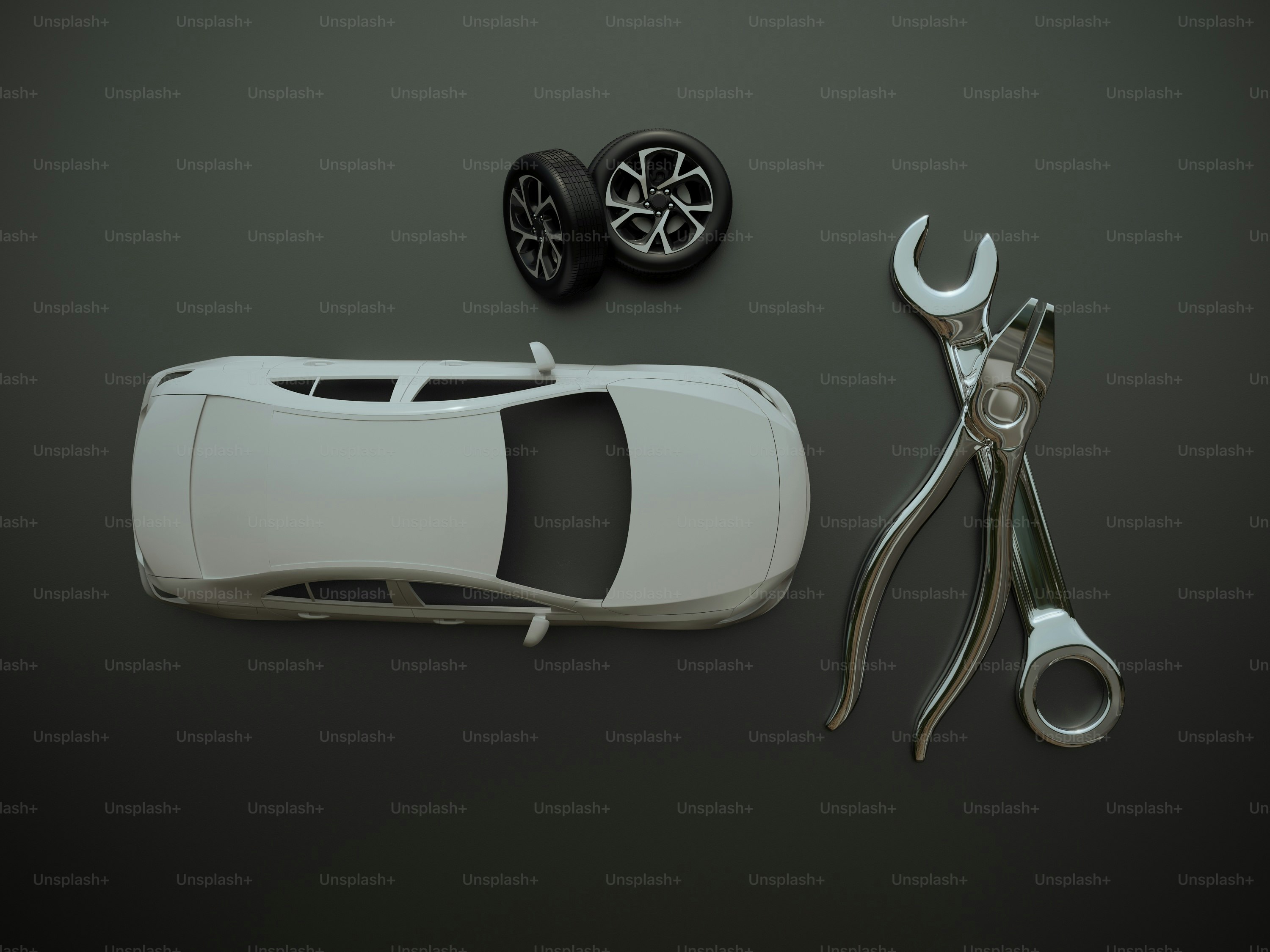 A pair of scissors, a pair of tires, and a pair of pliers