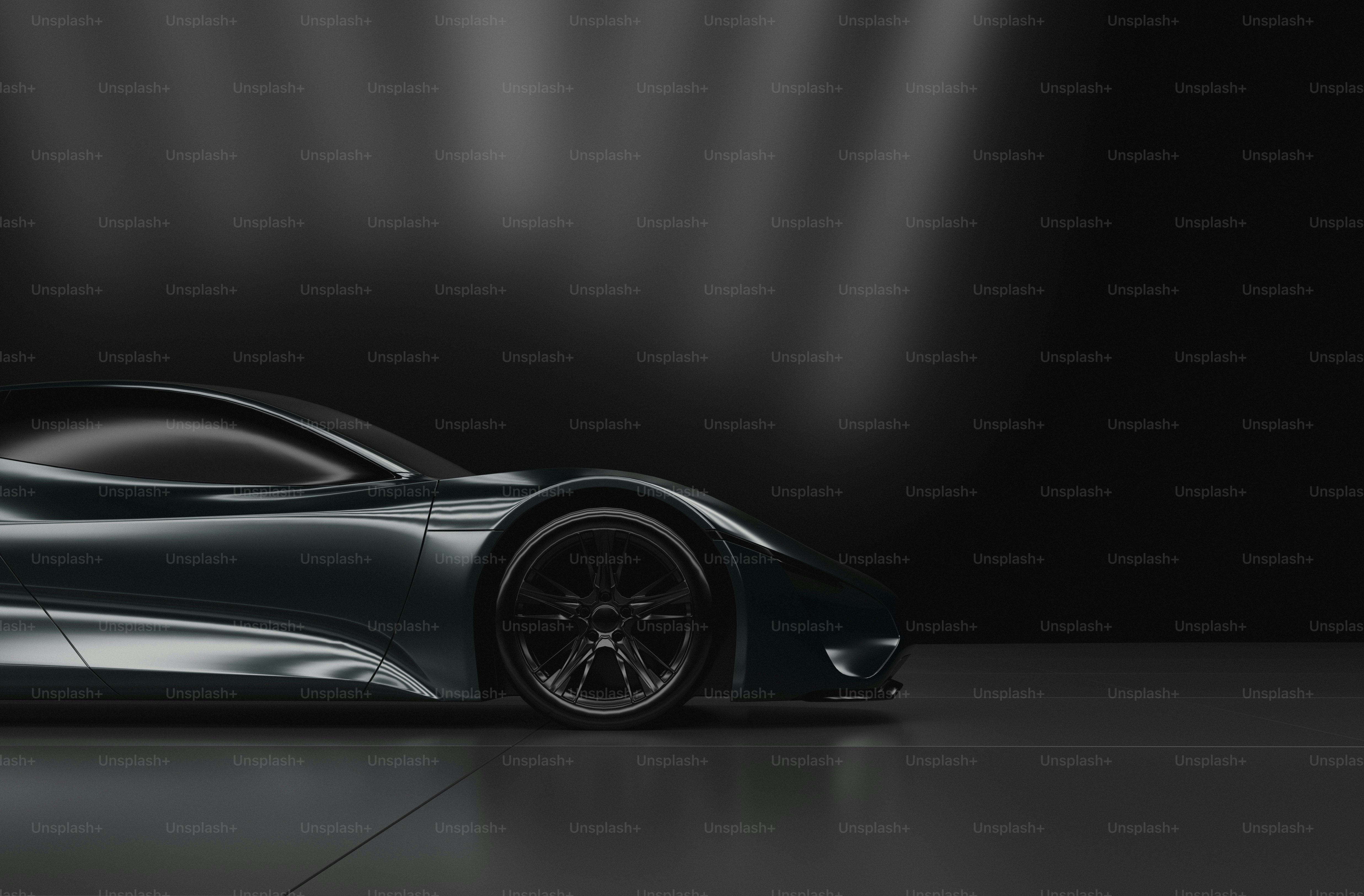 Une photo en noir et blanc d’une voiture de sport