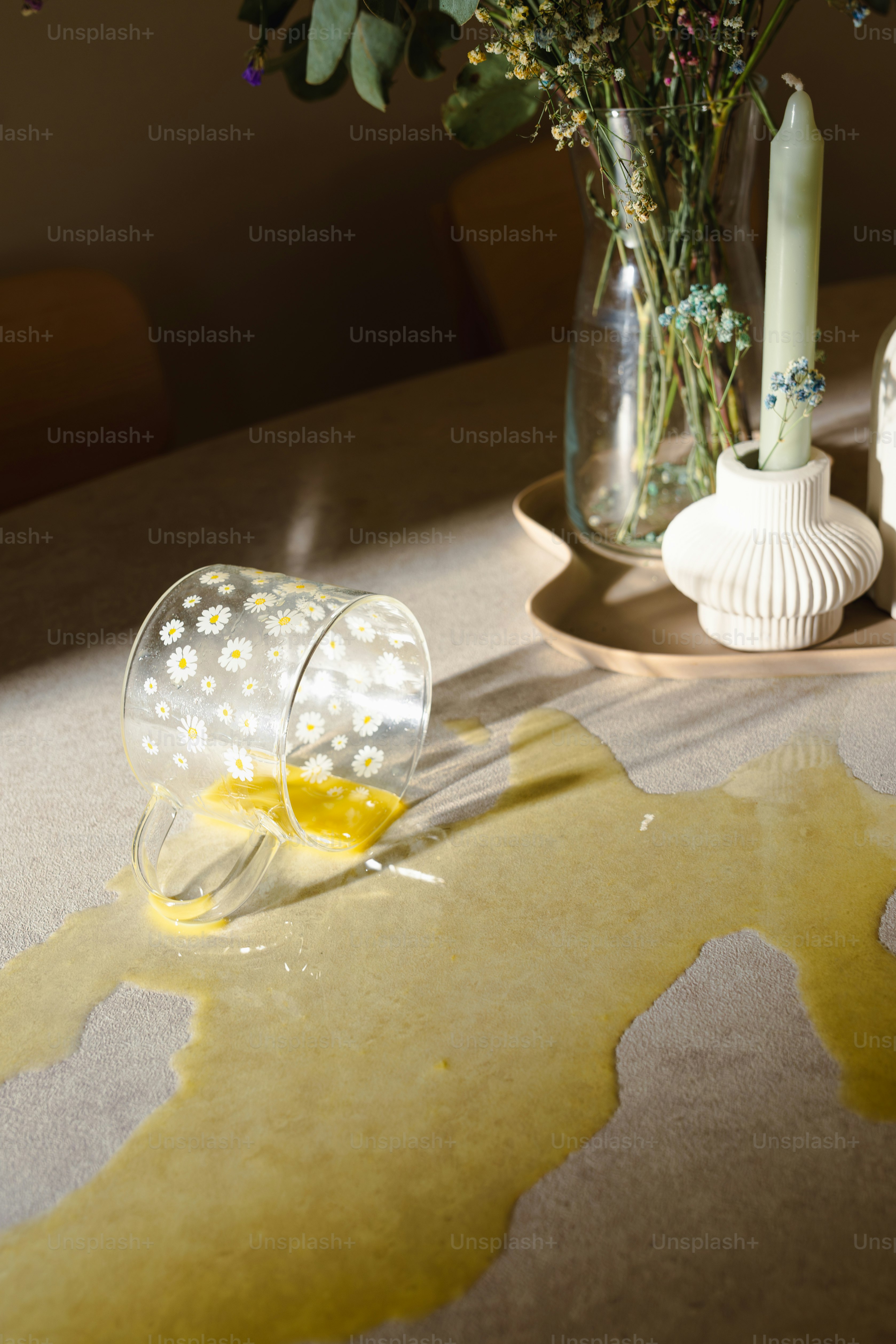 A vase of flowers sitting on a table
