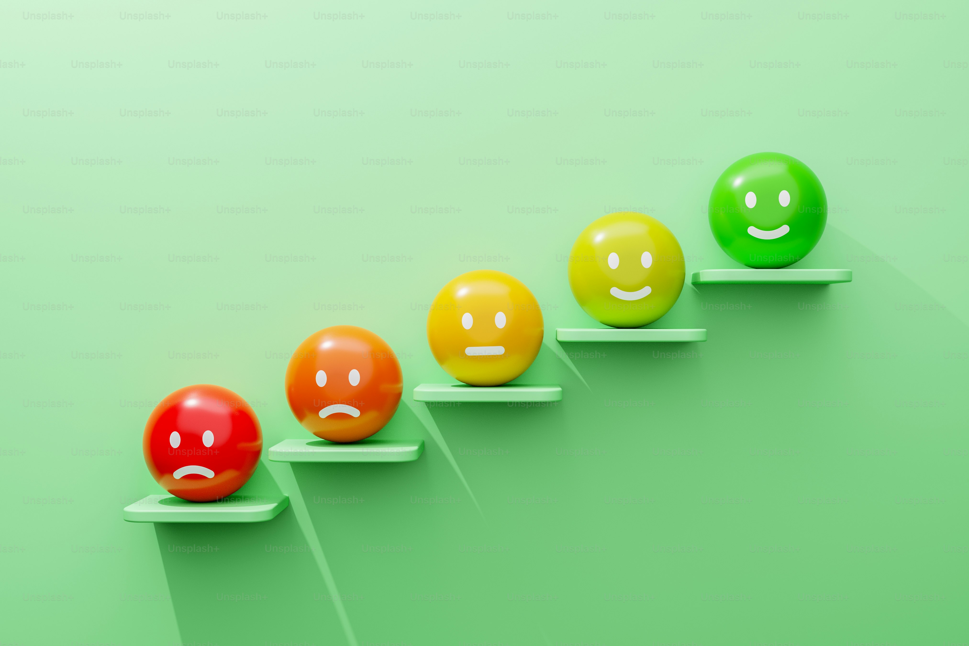 A row of colorful balls with faces painted on them