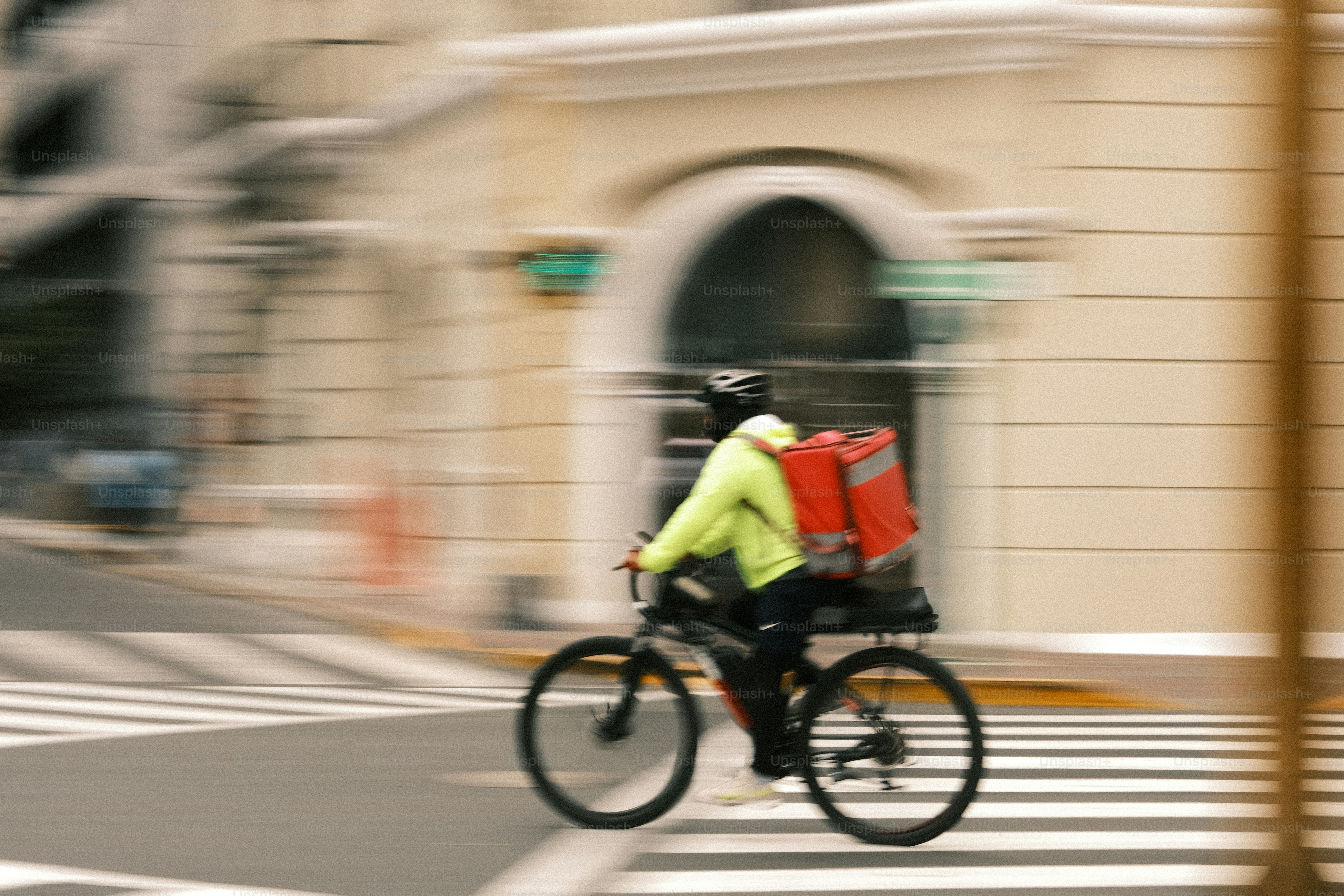A person riding a bike on a city street