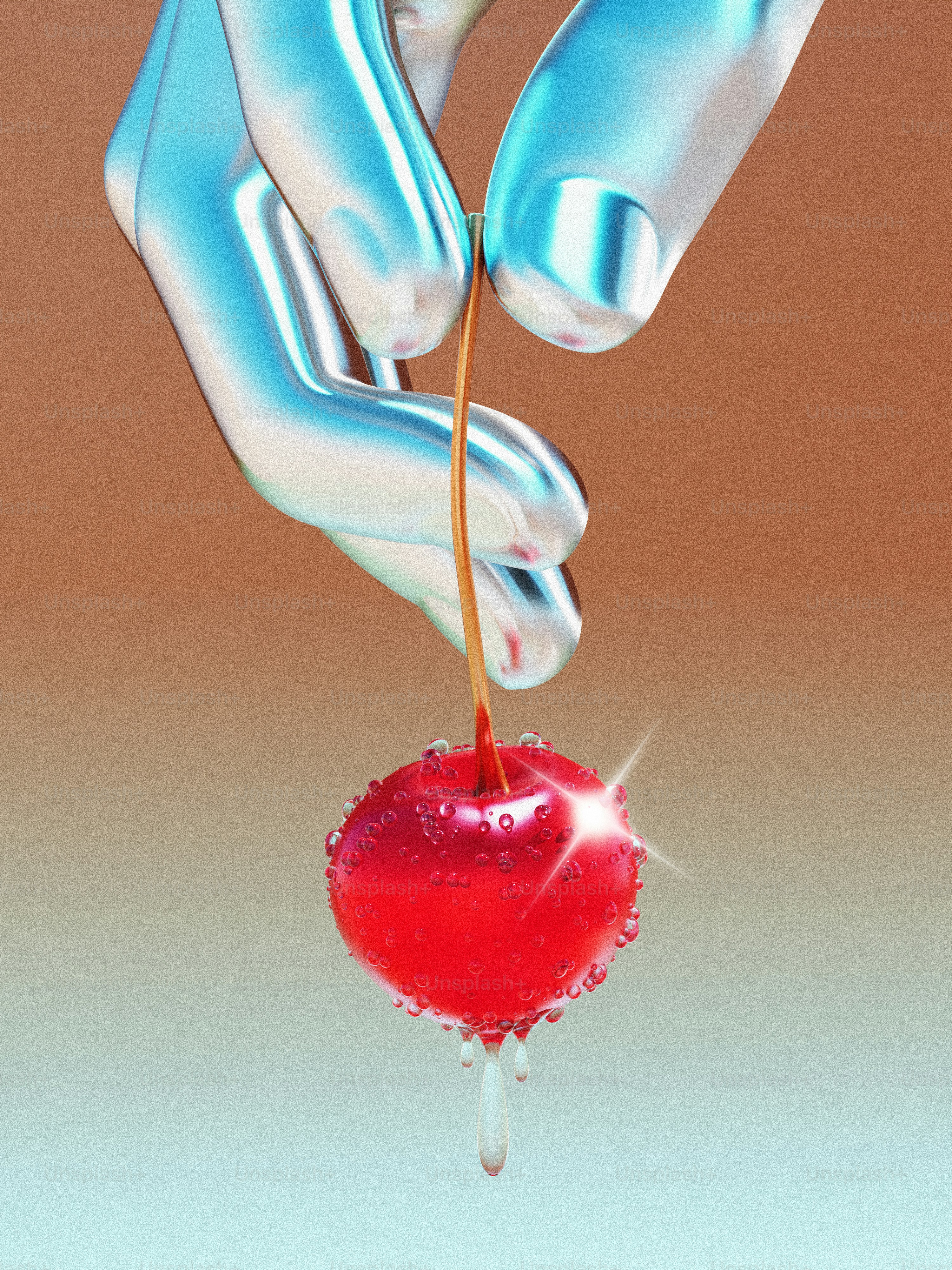 A hand holding a heart shaped object in the air