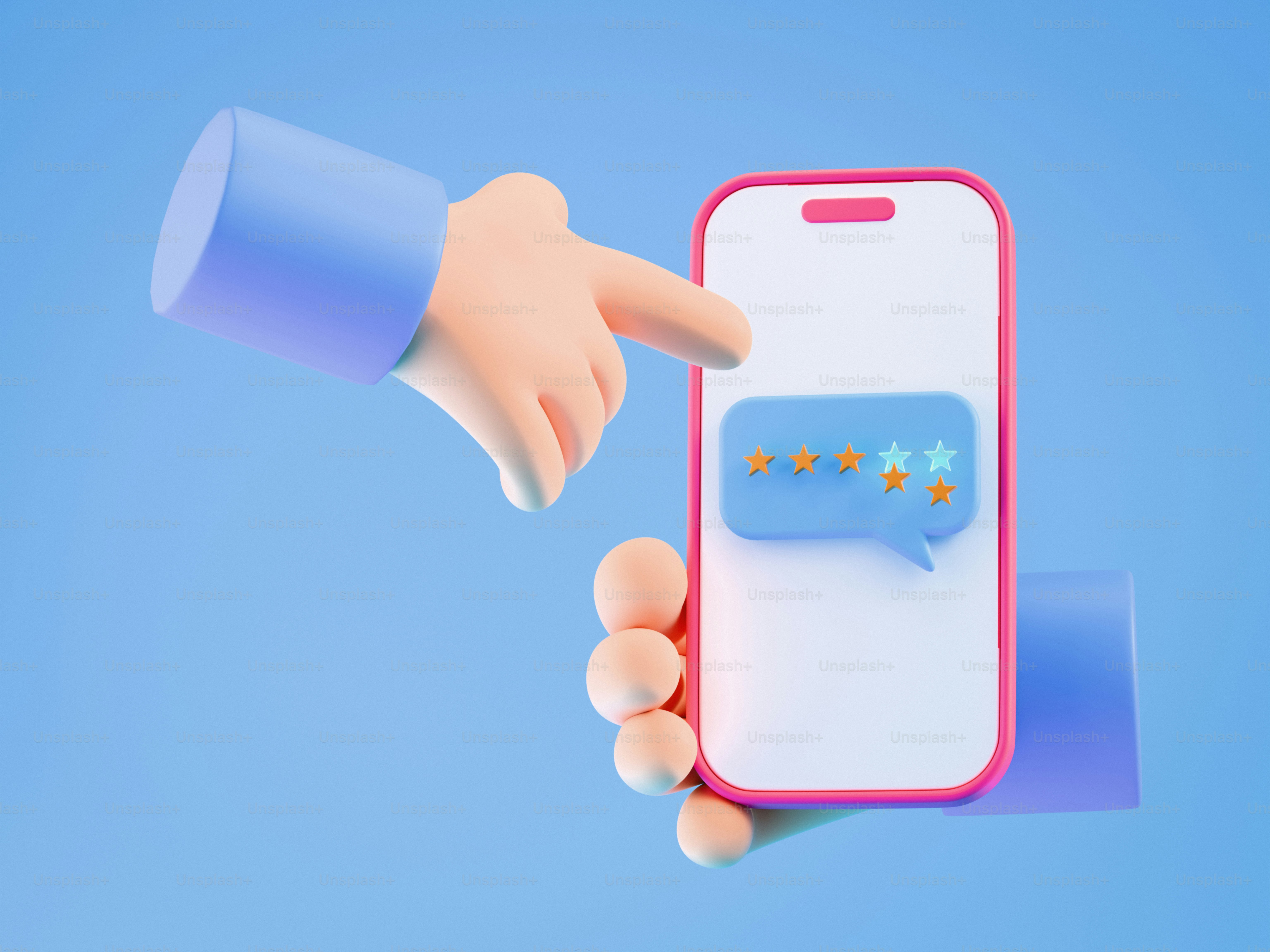 A hand holding a cell phone with a speech bubble on it