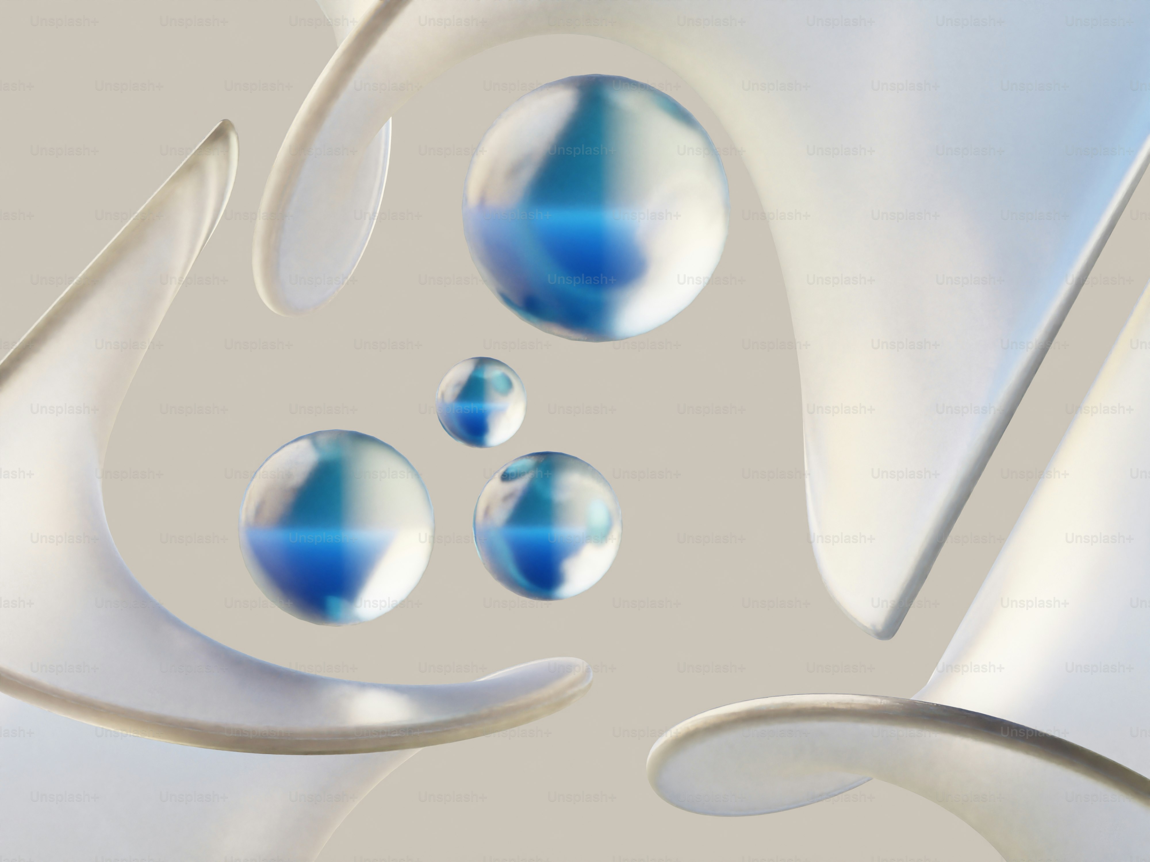 A white and blue abstract background with drops of water