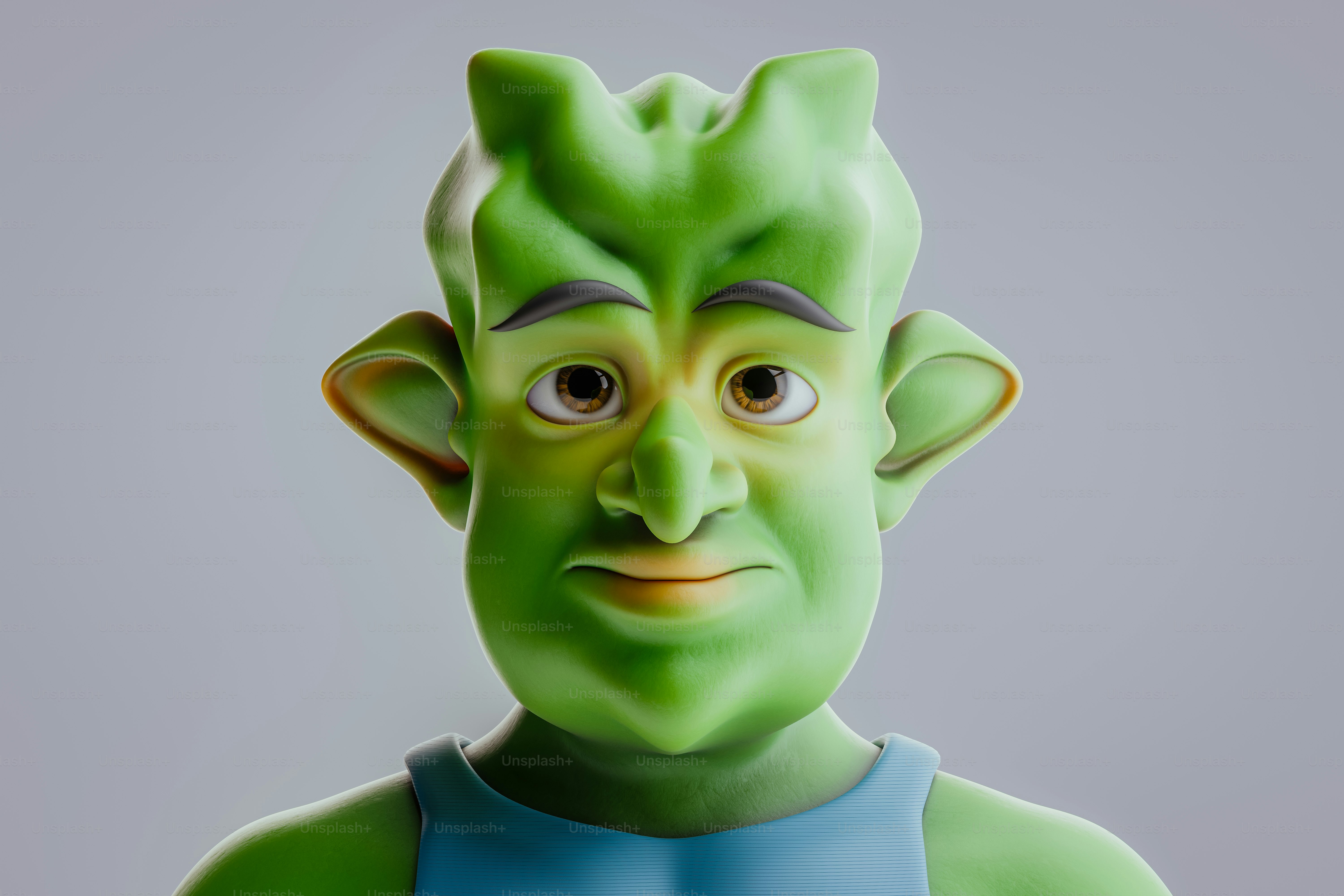 Nahaufnahme einer Person in einem grünen Kostüm