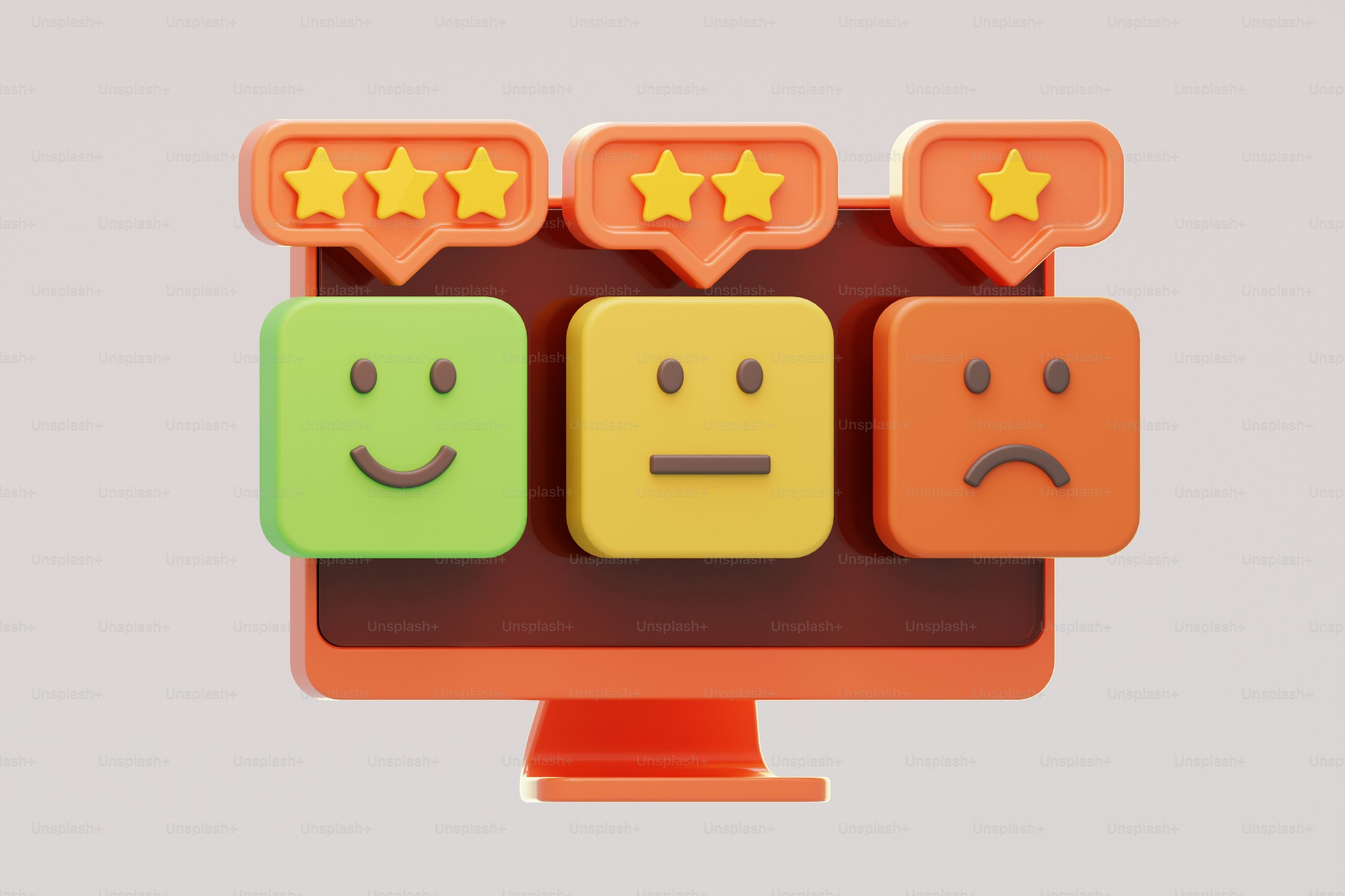 A computer screen with smiley faces and stars on it