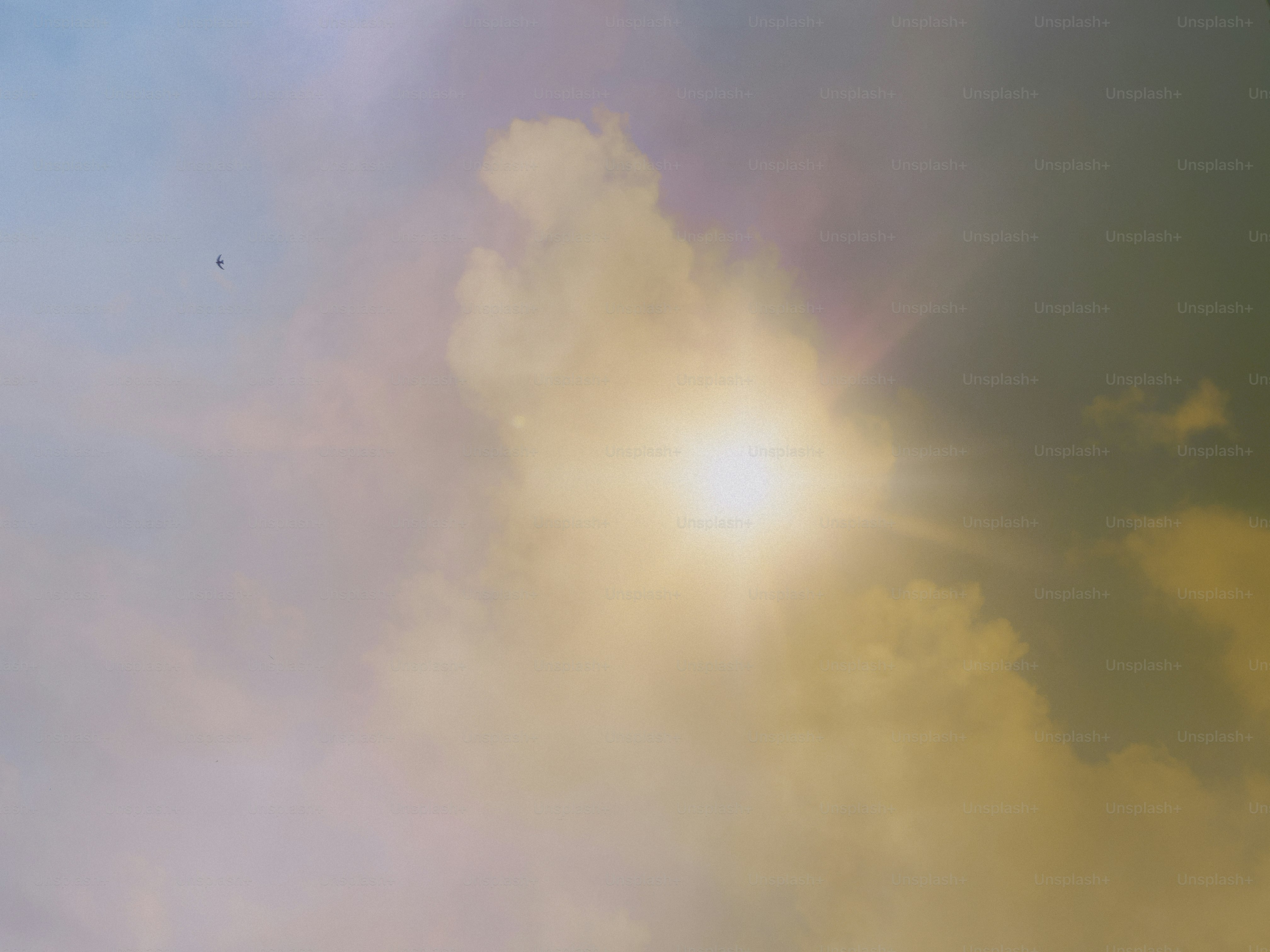 A kite is flying high in the sky