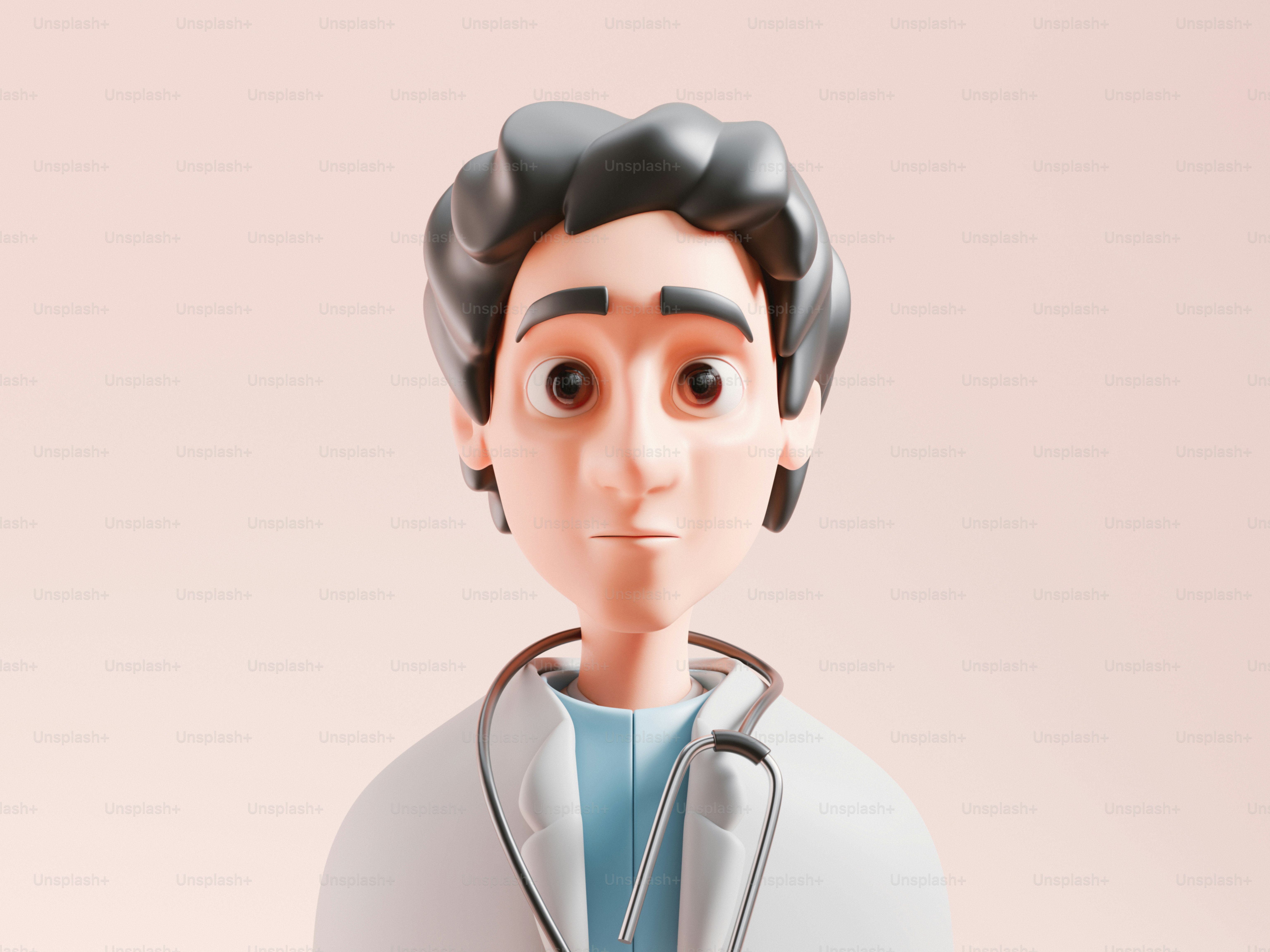 A cartoon character with a stethoscope in his hand