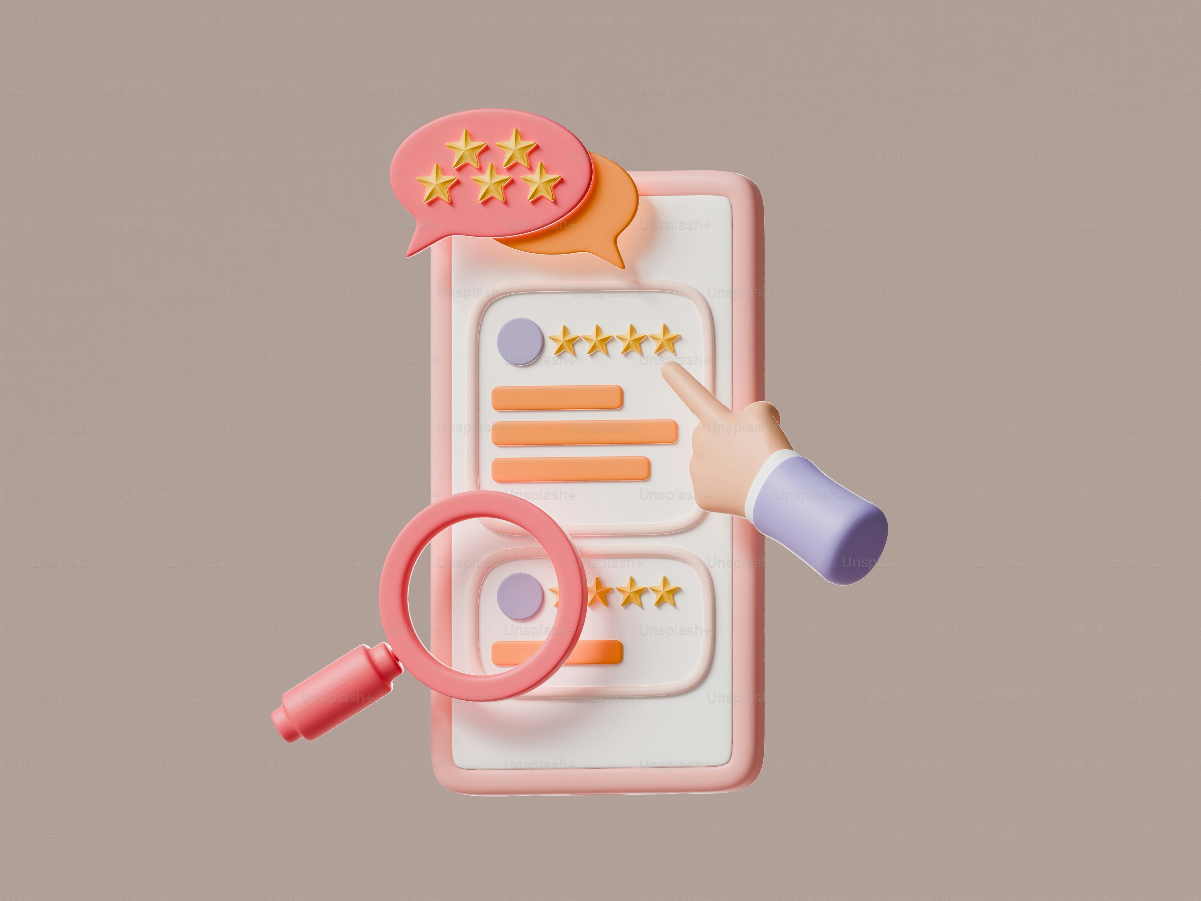 A hand holding a magnifying glass over a clipboard