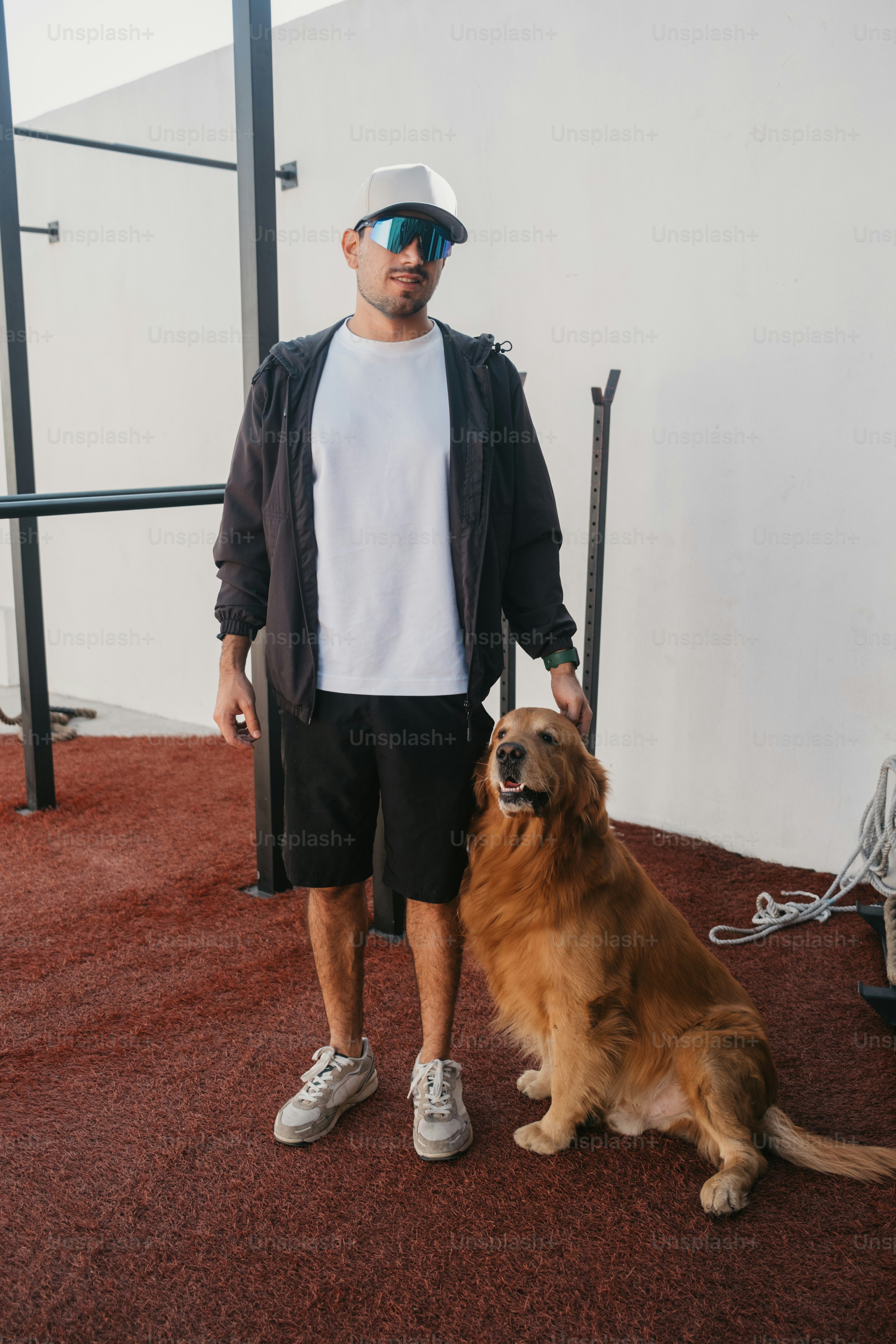A man sitting on a bench with his dog photo – Dog Image on Unsplash
