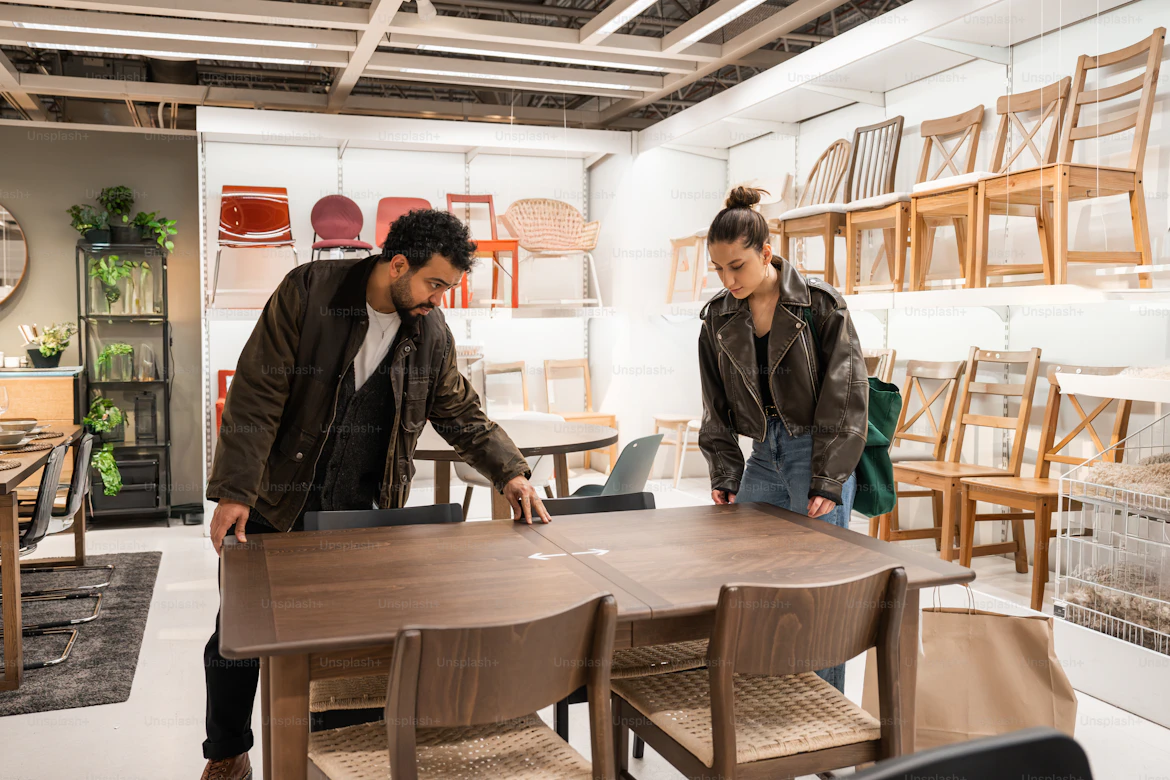 Used furniture being prepared for sale through an online marketplace