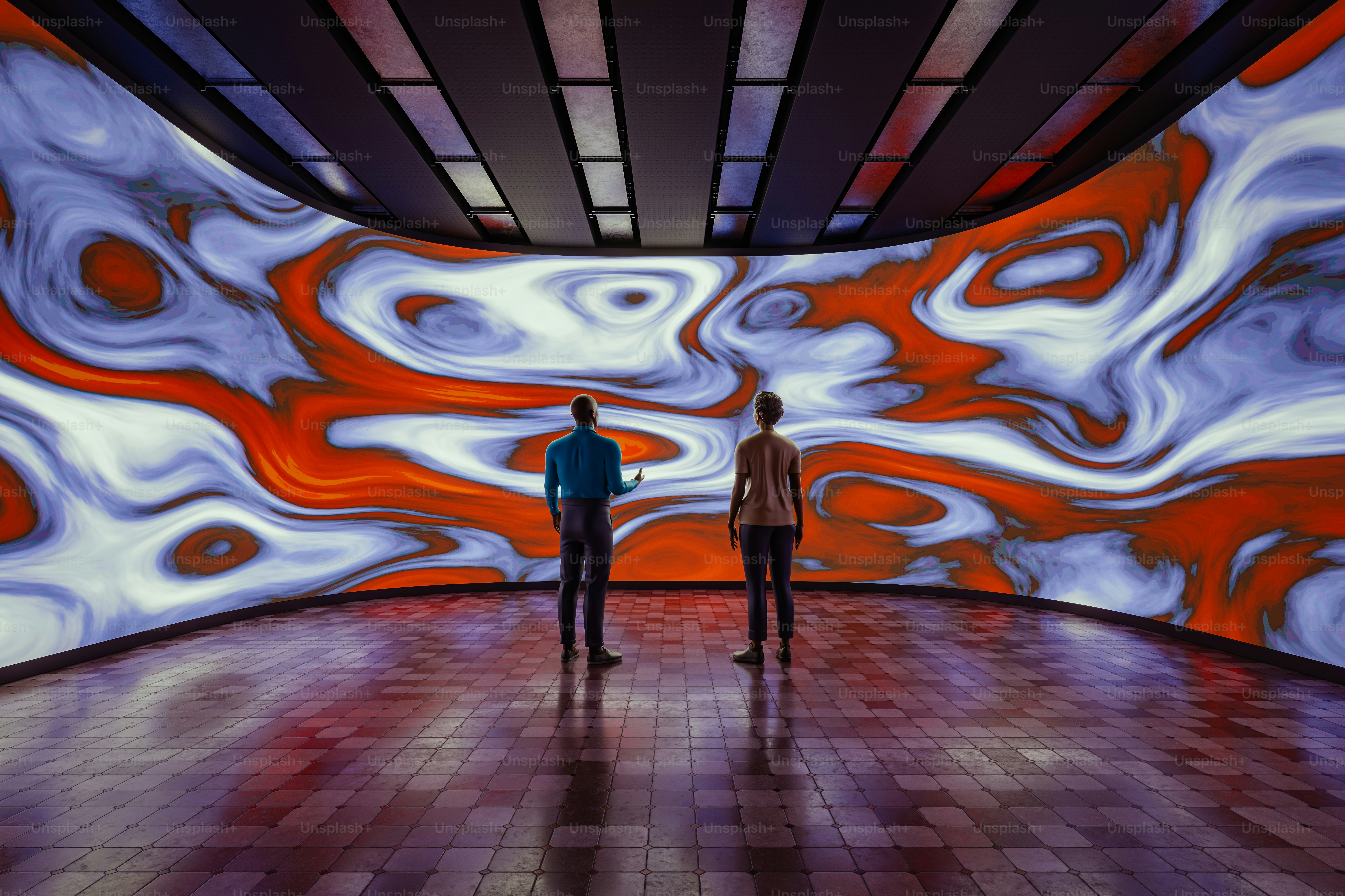 Una coppia, di, persone, standing, davanti, uno, muro