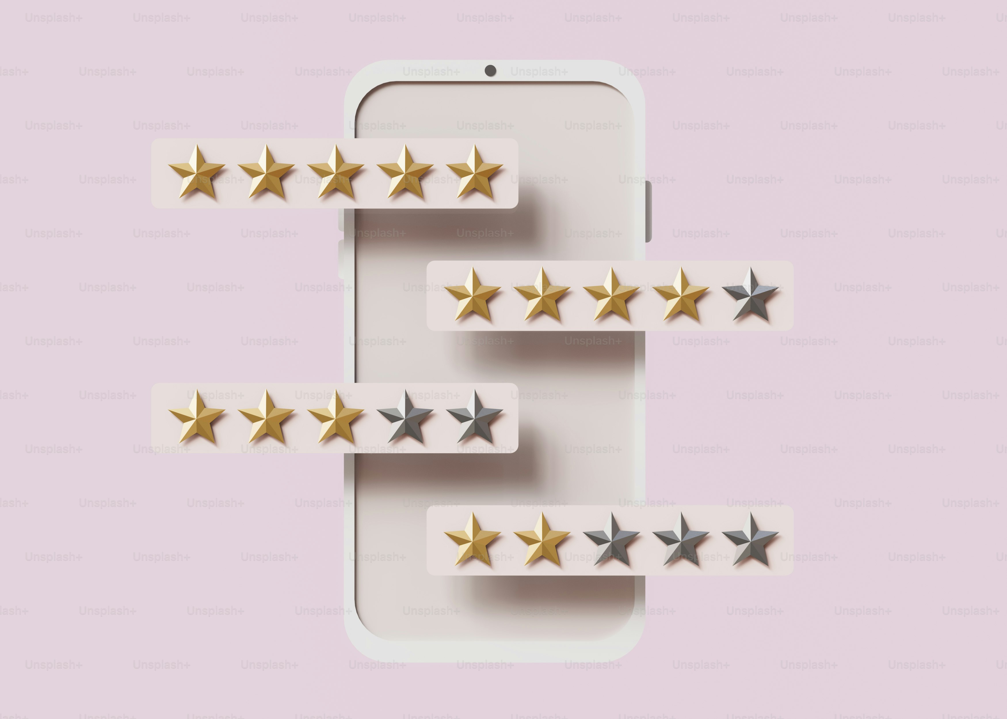 A cell phone with five stars on it