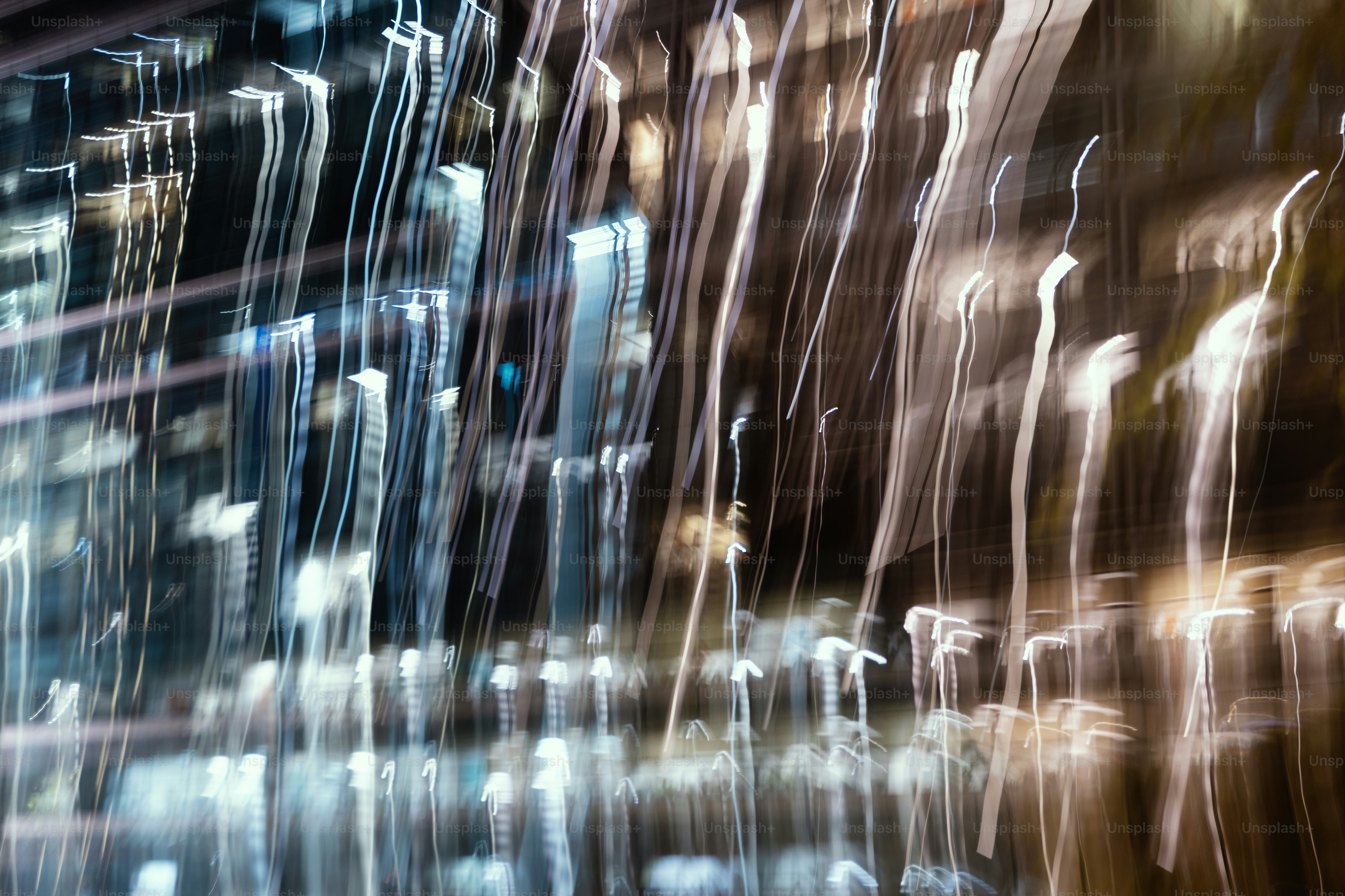 A blurry photo of a city at night