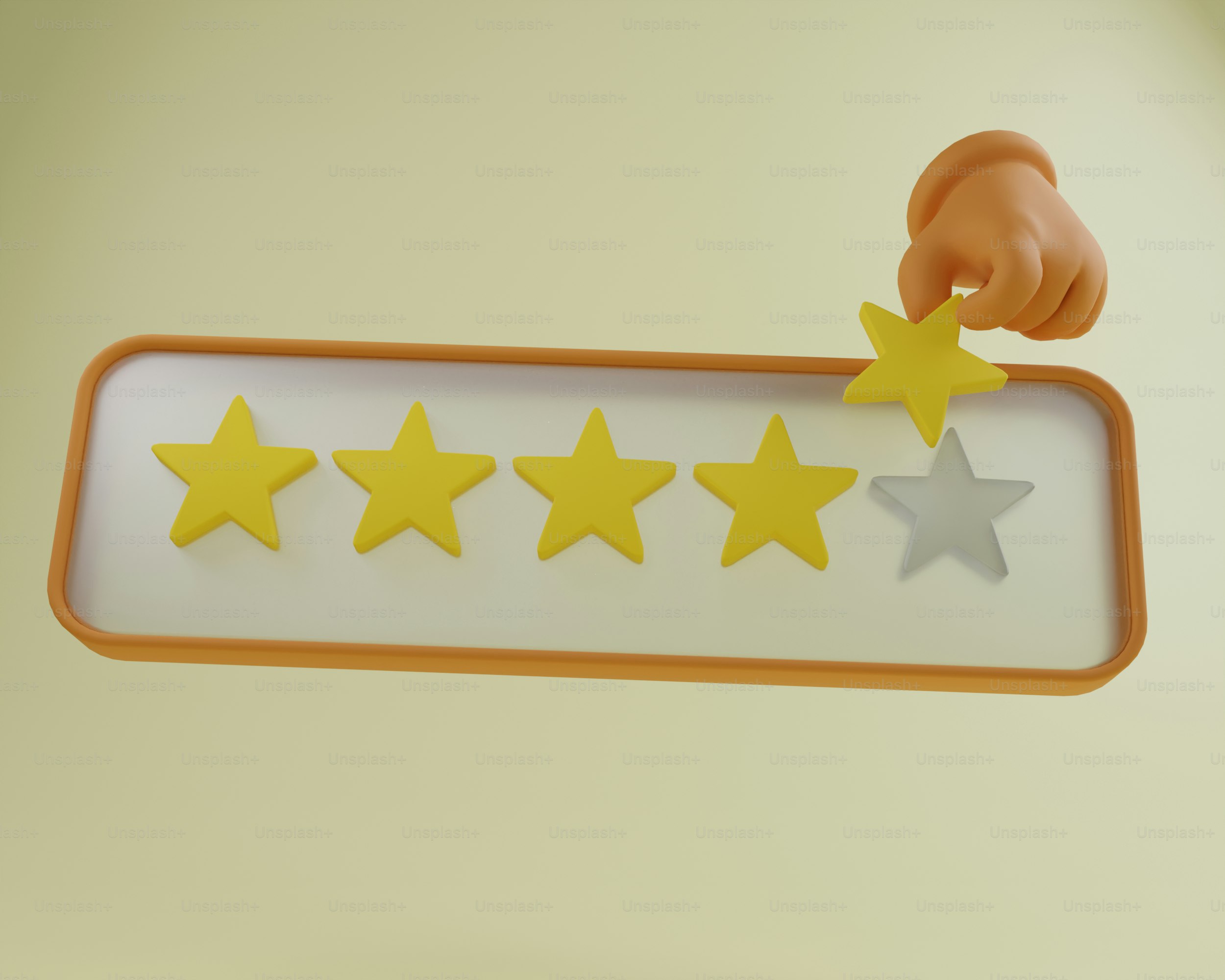 A hand is reaching for five stars on a sign