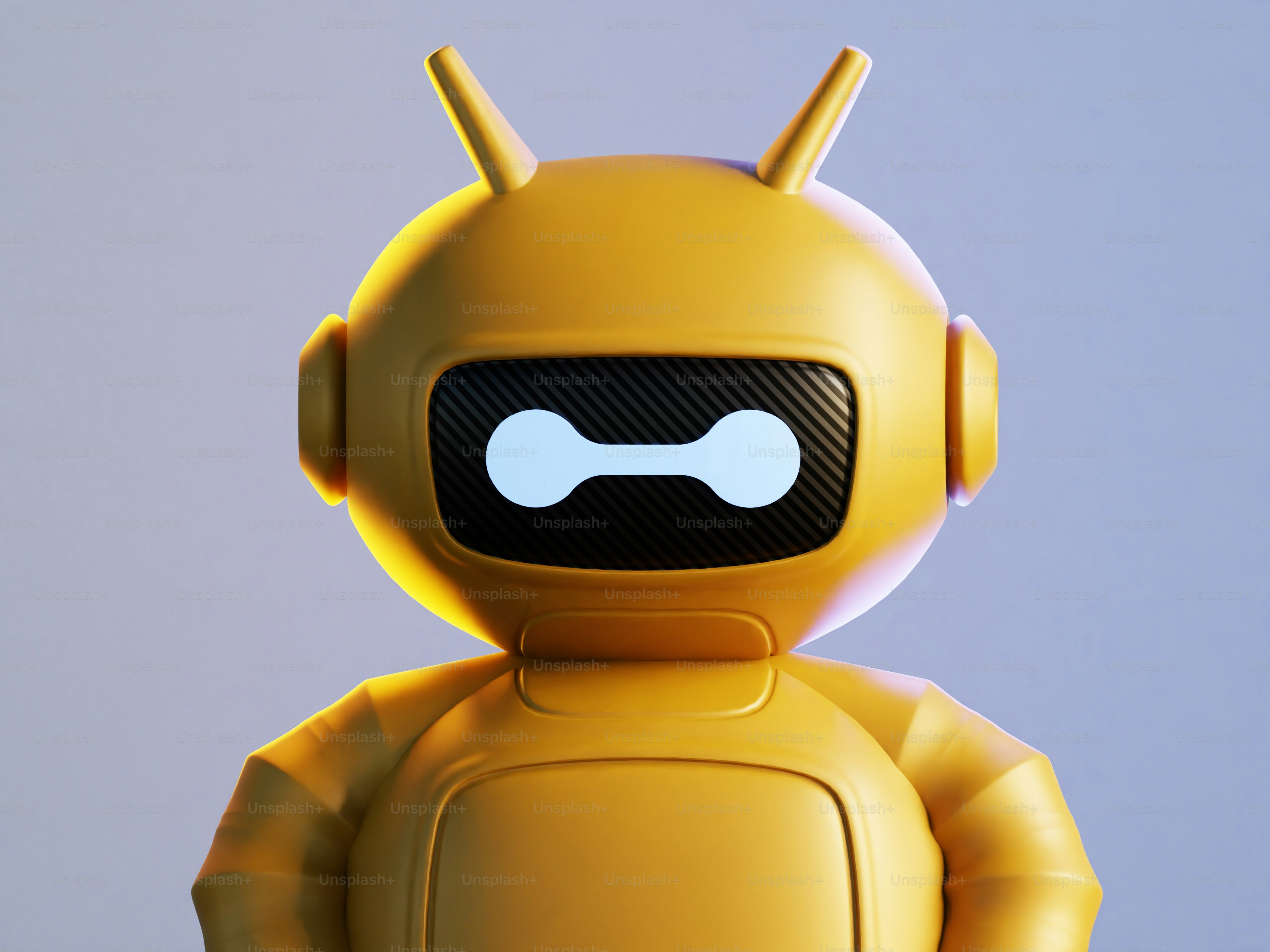 A yellow robot with a bone on its chest