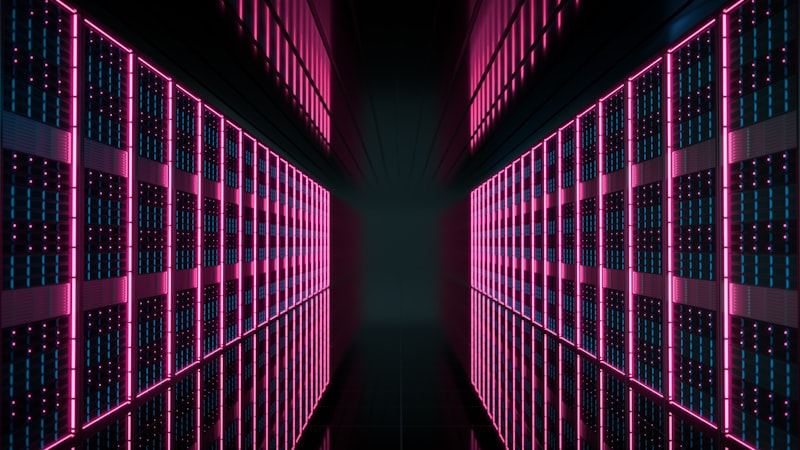 cybersecurity alert screen, server room, network security, computer hacking, corporate office technology