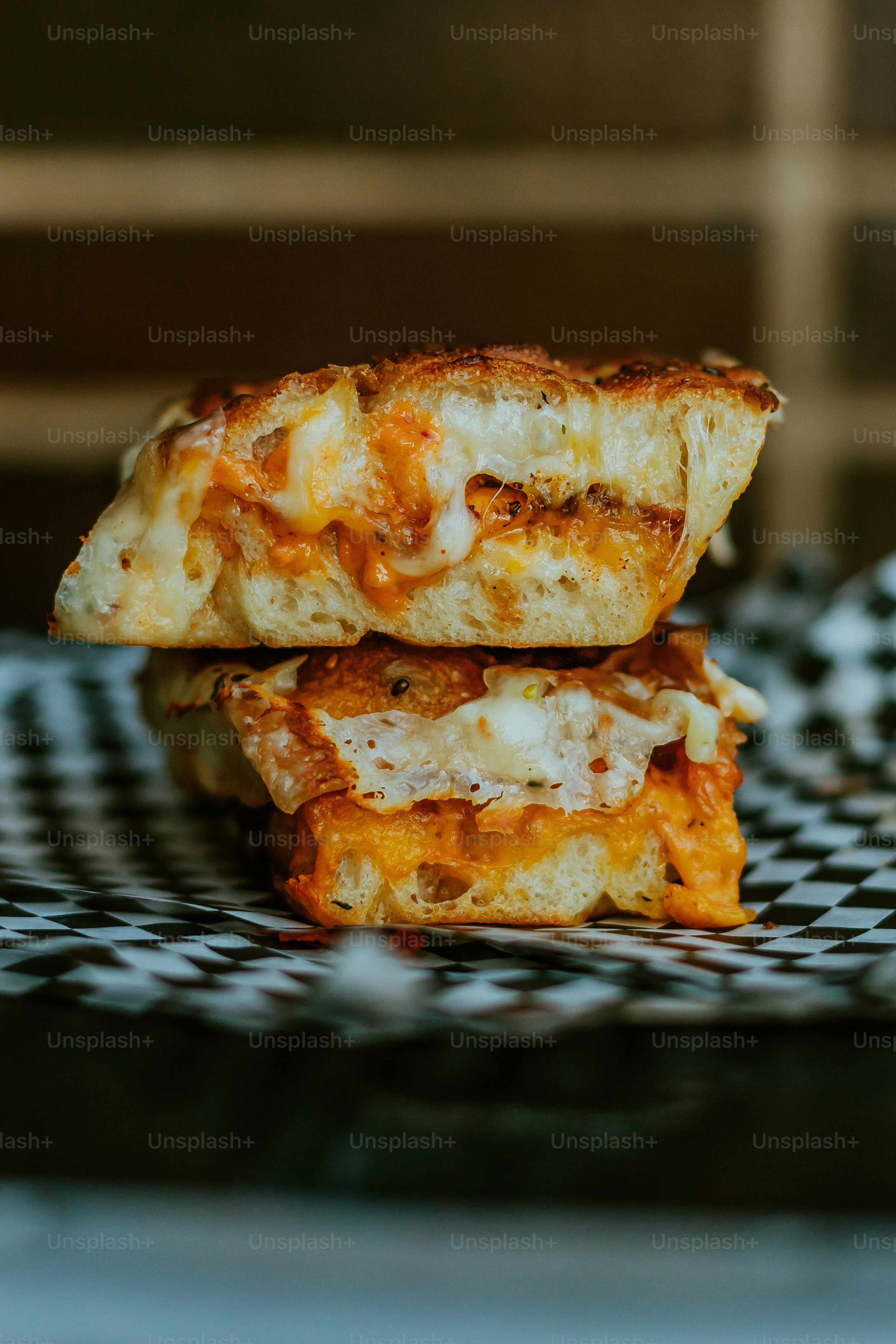 A close up of two pieces of food on a plate