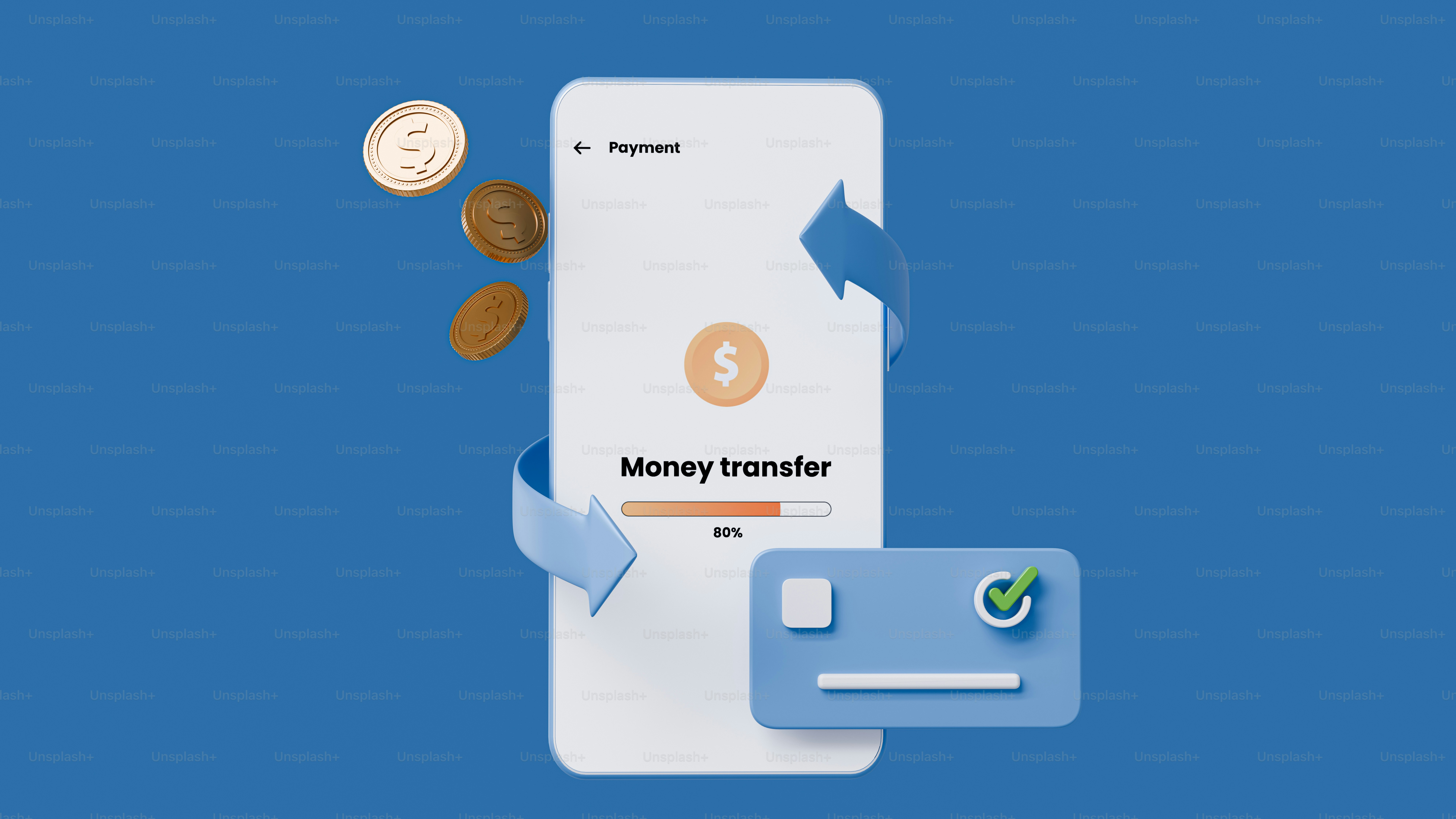 A picture of a money transferer and a credit card