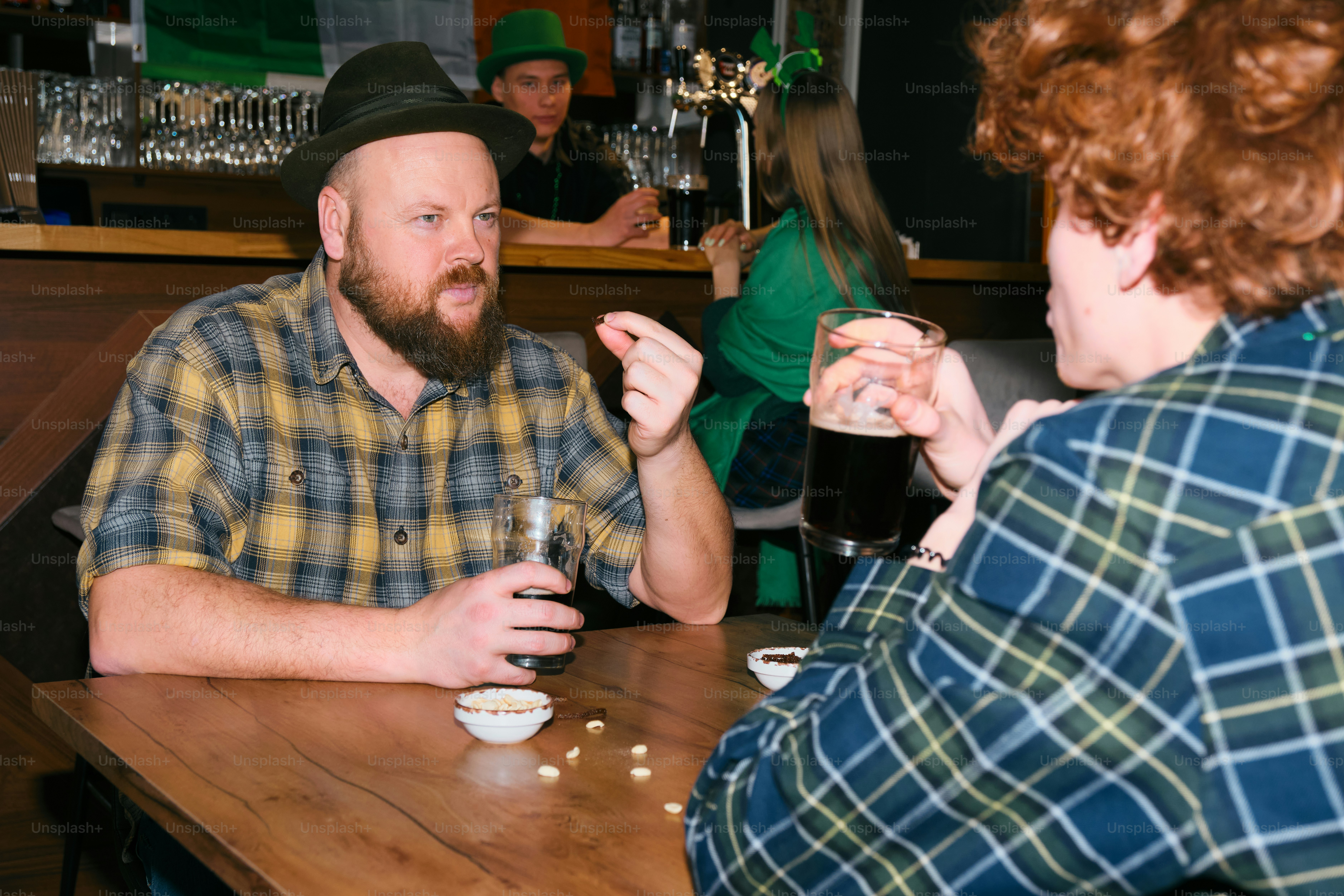 A man sitting at a table with a woman