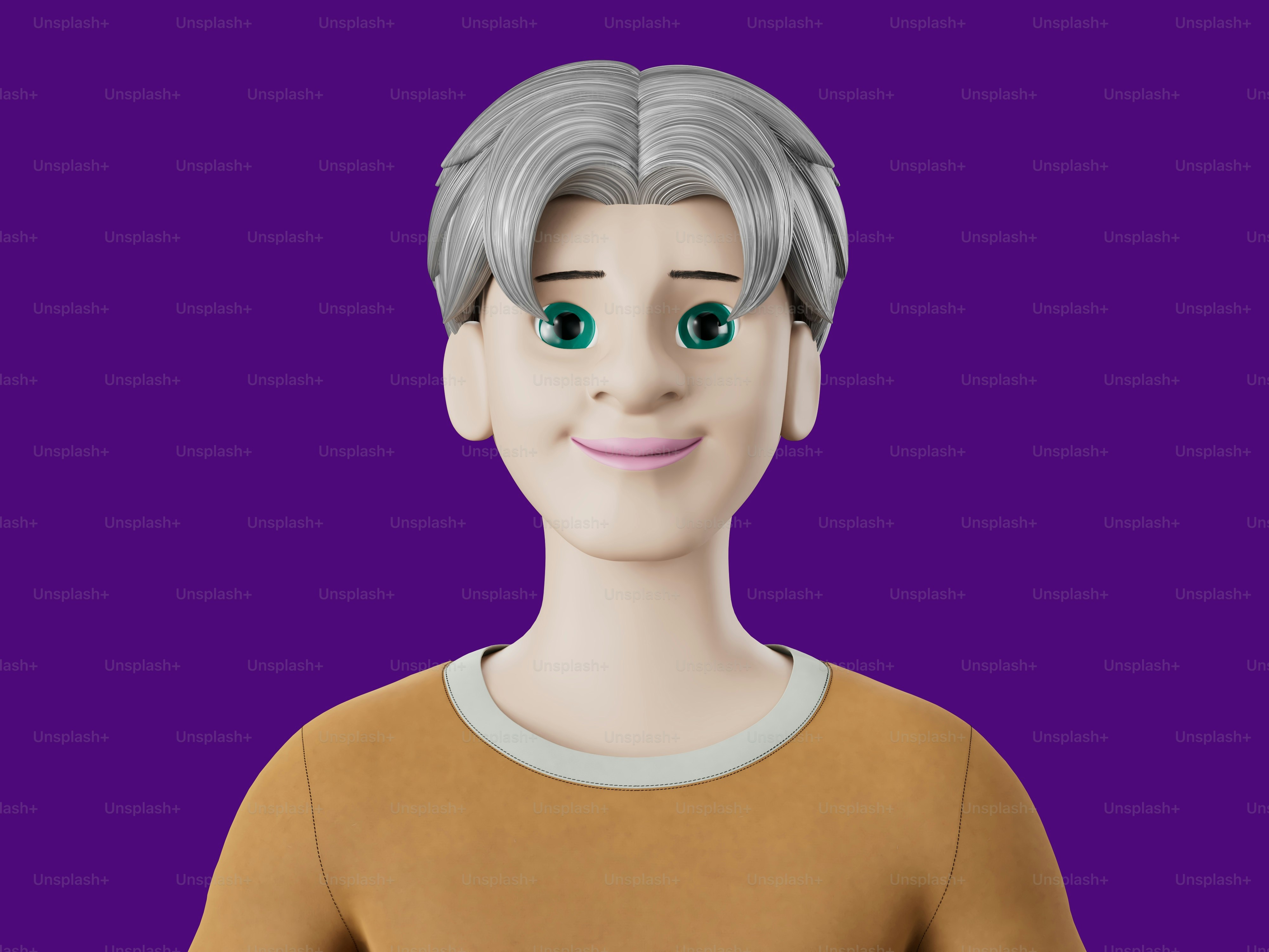 A woman with grey hair and a brown shirt