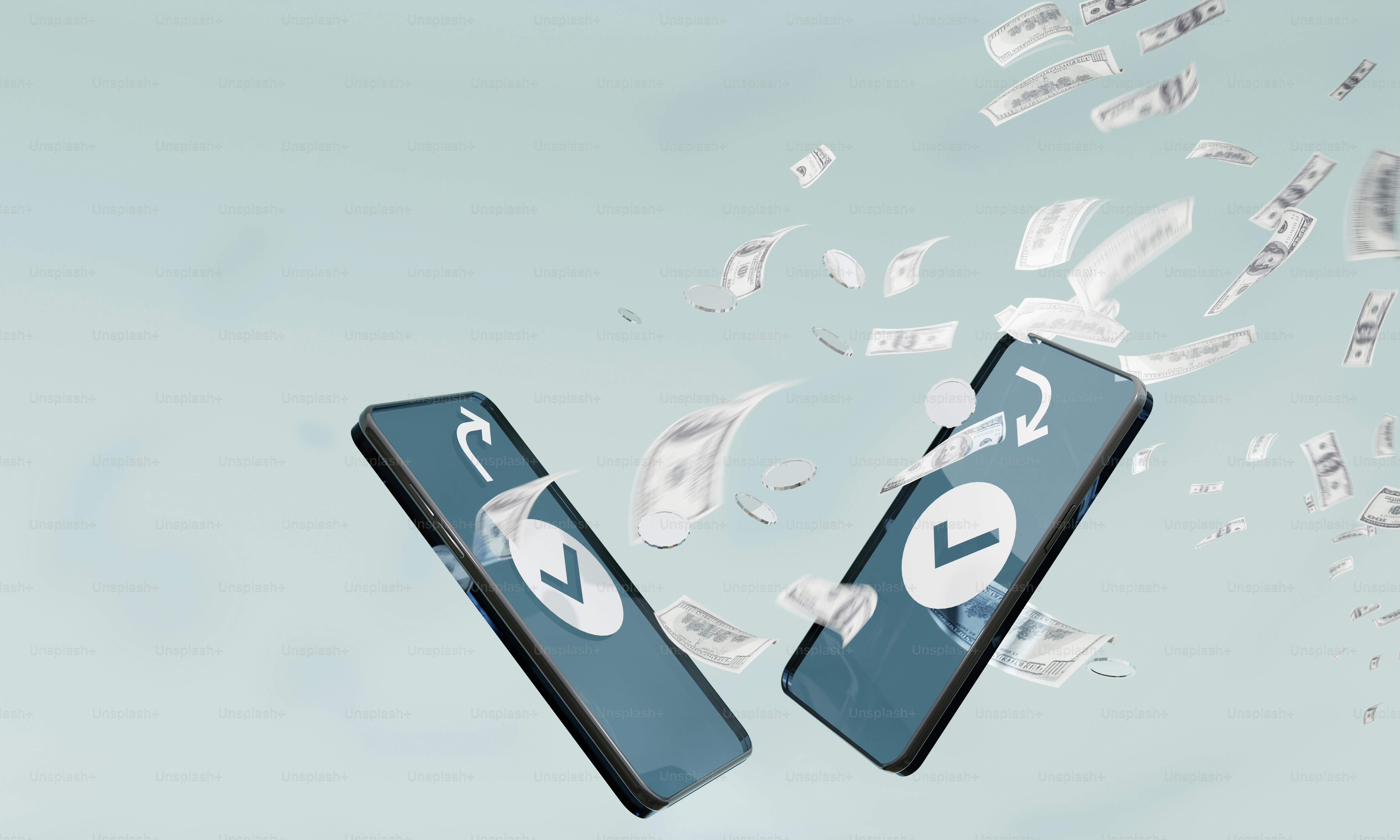 3D collection of illustration on Virtual payments/transfer theme