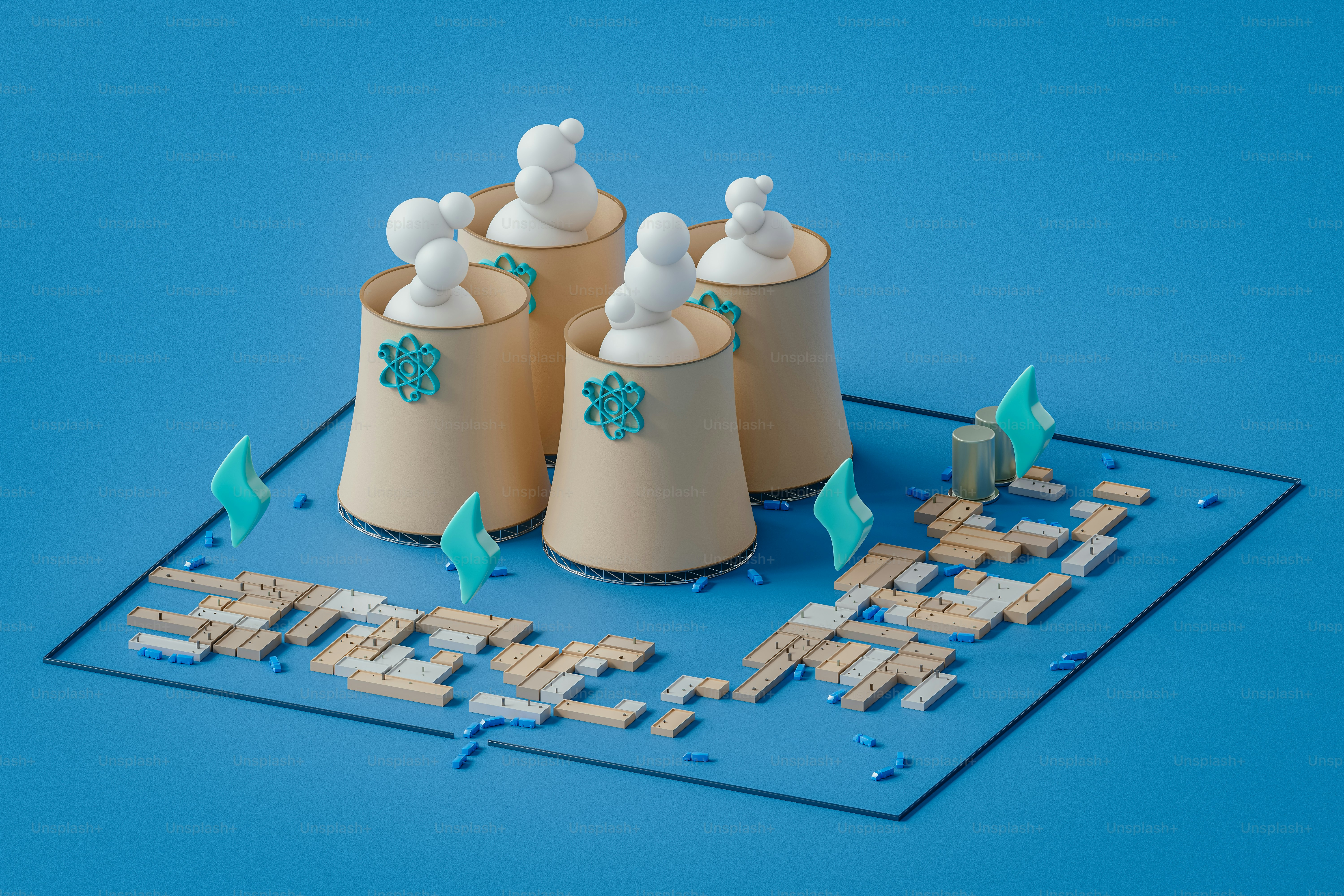 Un fond bleu avec un groupe de trois biberons sur le dessus