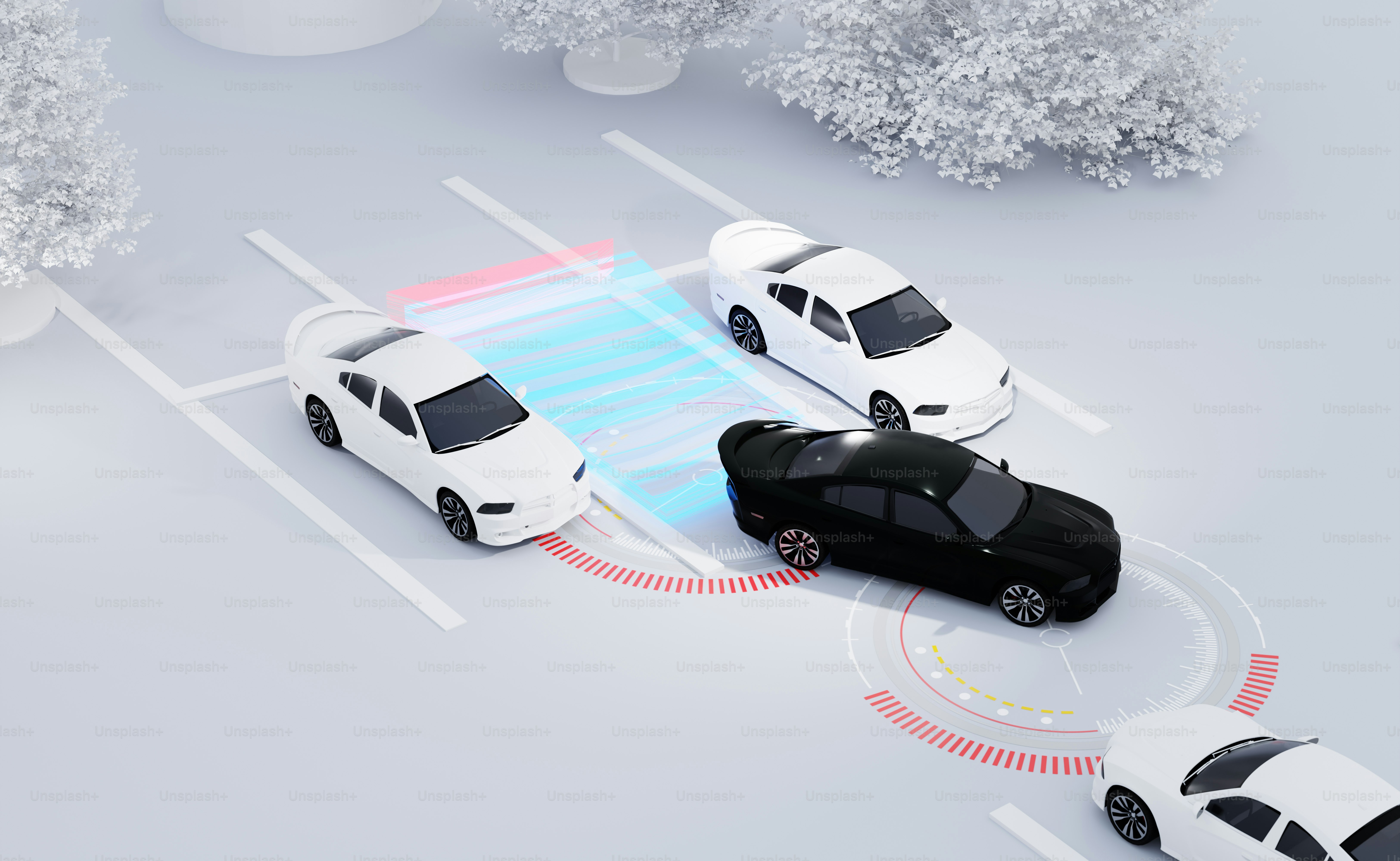 A group of cars that are sitting in a parking lot